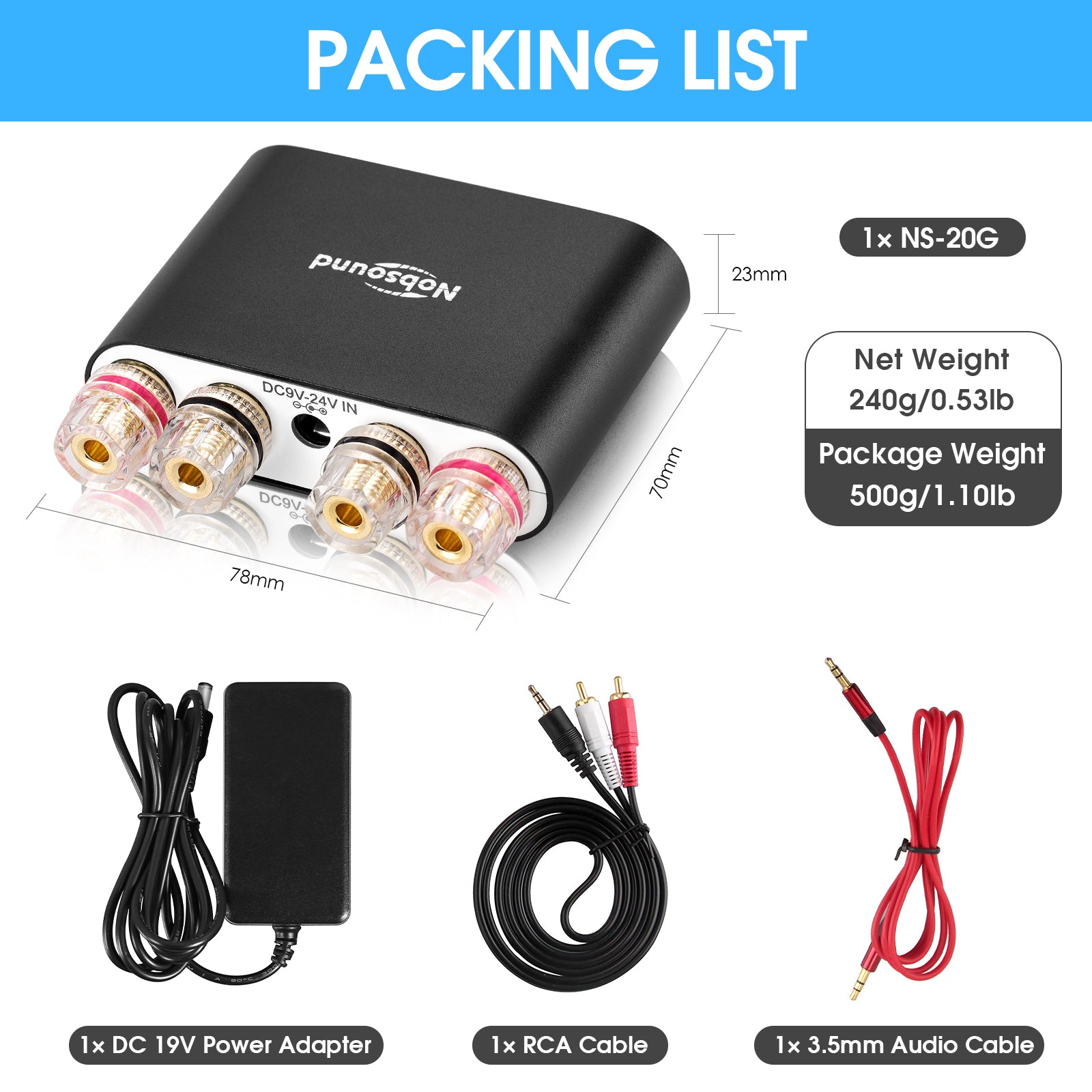 Nobsound NS-10G PRO Mini Bluetooth 5.0 Digital Amplifier DSP HiFi Stereo Audio Power Amp