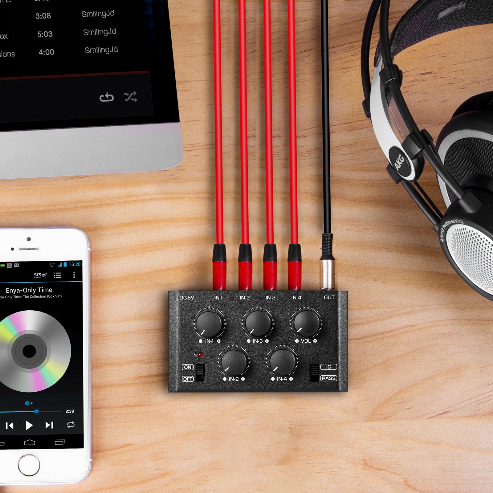 Douk Audio MC5-BX Mini-Stereo-4-Kanal-Audiomischer, extrem geräuscharmer Heim-/Studio-/Bar-Line-Mixer