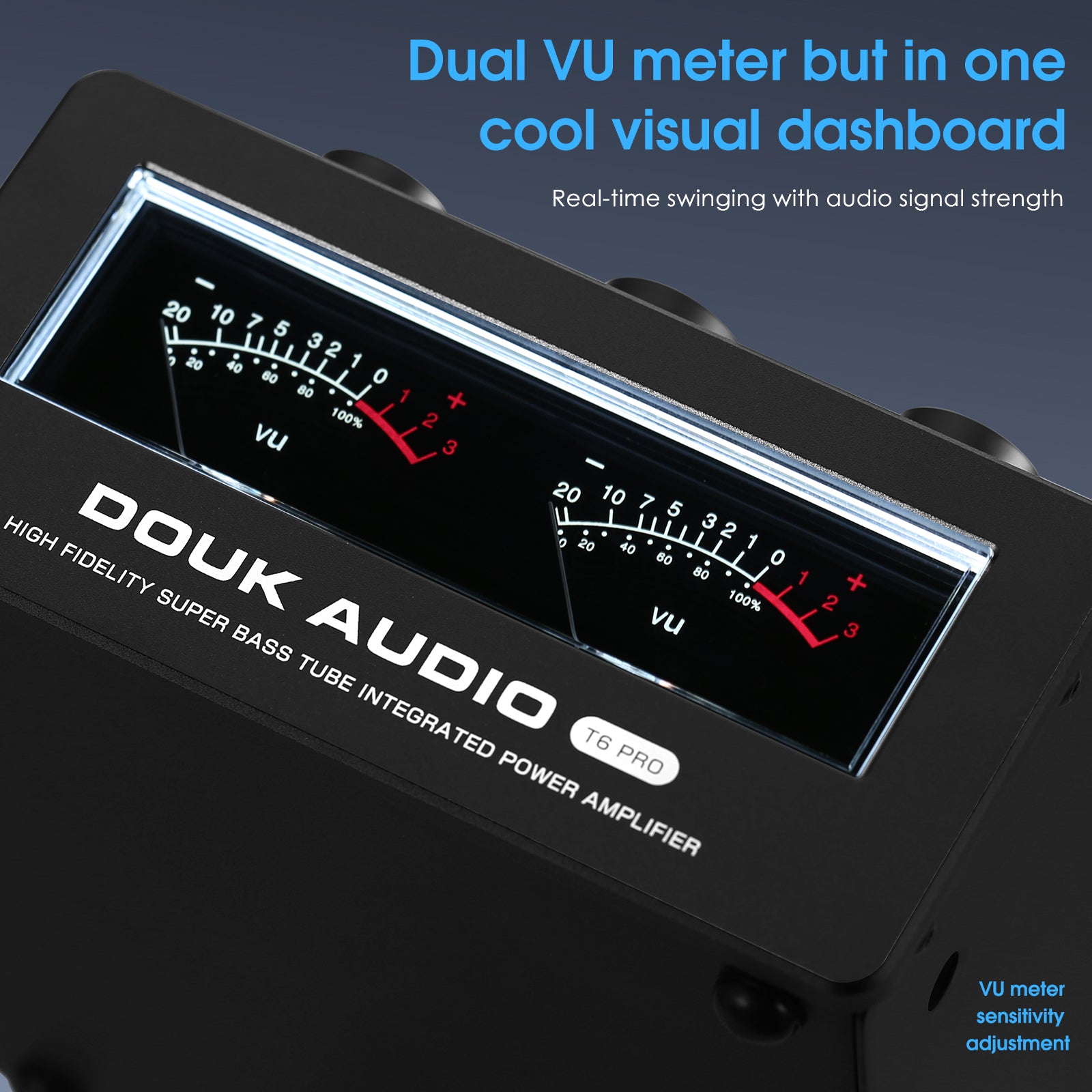 Douk Audio T6PRO HIFI TPA3255 Bluetooth Tube Amplifier with VU Meter 300Watts x2