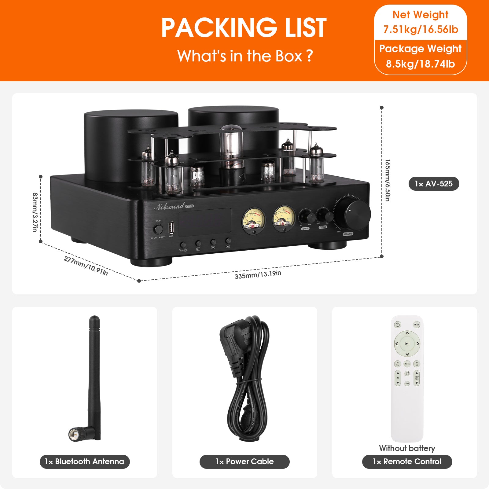 Nobsound AV-525 HiFi Bluetooth 5.0 Vakuumröhrenverstärker Koaxialer/optischer integrierter Audioverstärker