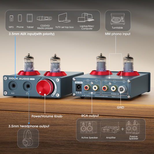 Douk Audio T4 PRO Tube Phono Preamp & Headphone Amplifier