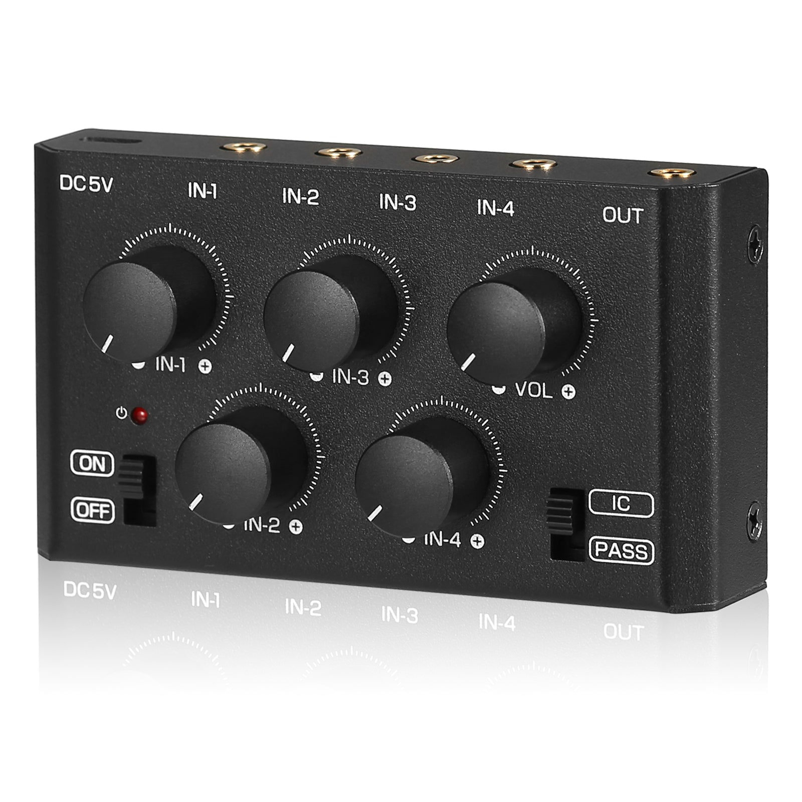 Douk Audio MC5-BX Mini-Stereo-4-Kanal-Audiomischer, extrem geräuscharmer Heim-/Studio-/Bar-Line-Mixer