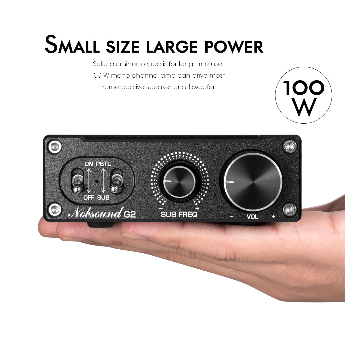 Nobsound G2 Mini 100W Mono Channel Digital Amplifier Subwoofer/Full-Frequency Power Amp for Home Stereos