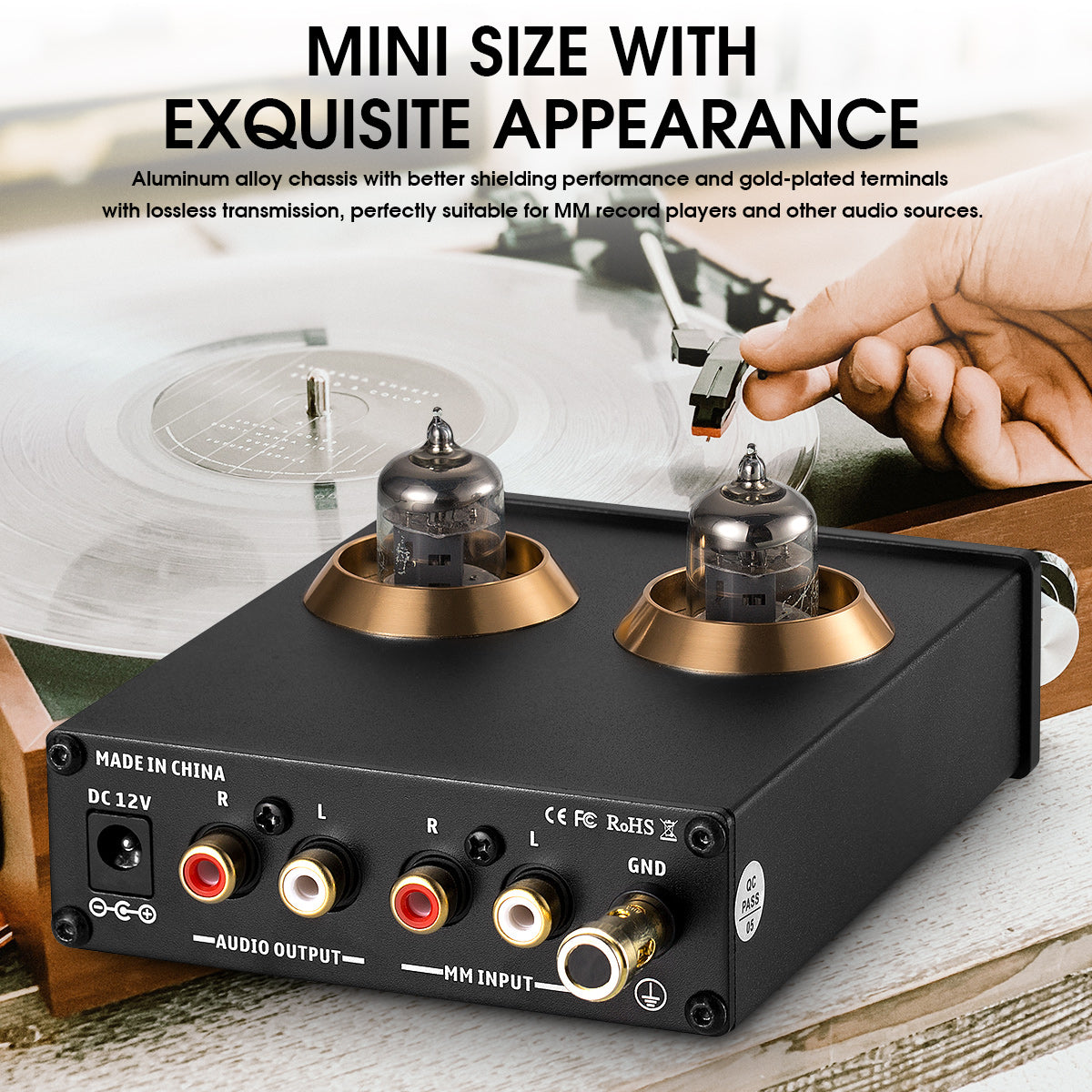 Douk Audio T3 PRO 迷你电子管 MM 唱机前置放大器,适用于家用唱机、HiFi 立体声音频前置放大器