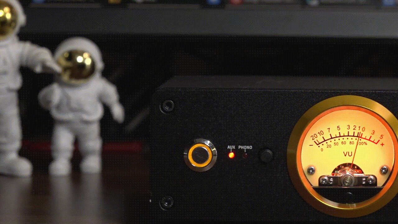 Douk Audio T13 Phono-Vorverstärker für MM-Plattenspieler, Stereo-Desktop-Kopfhörerverstärker mit VU-Meter