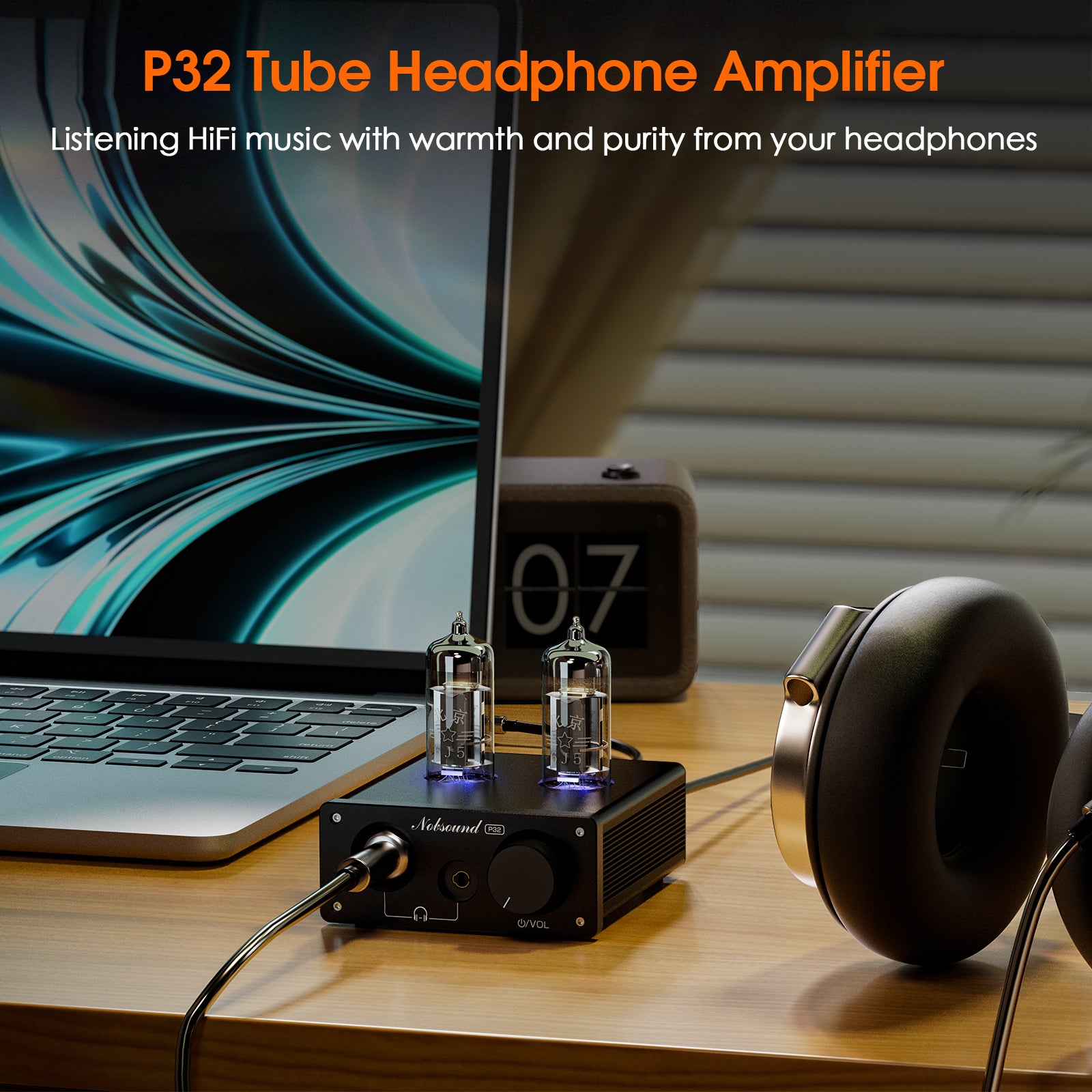 Nobsound NS-08E 迷你真空管耳机放大器 HiFi 桌面立体声音频前置放大器