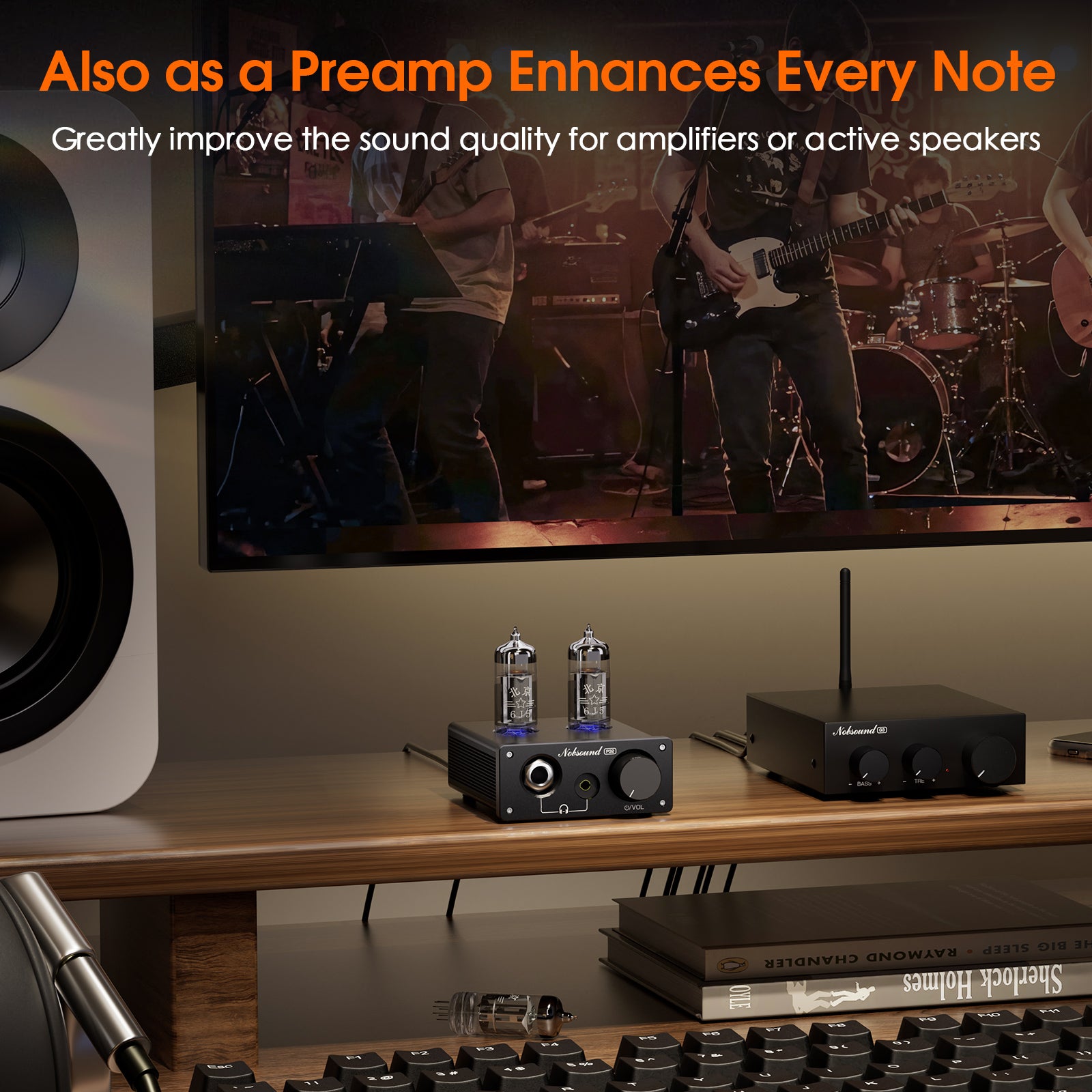 Nobsound NS-08E 迷你真空管耳机放大器 HiFi 桌面立体声音频前置放大器