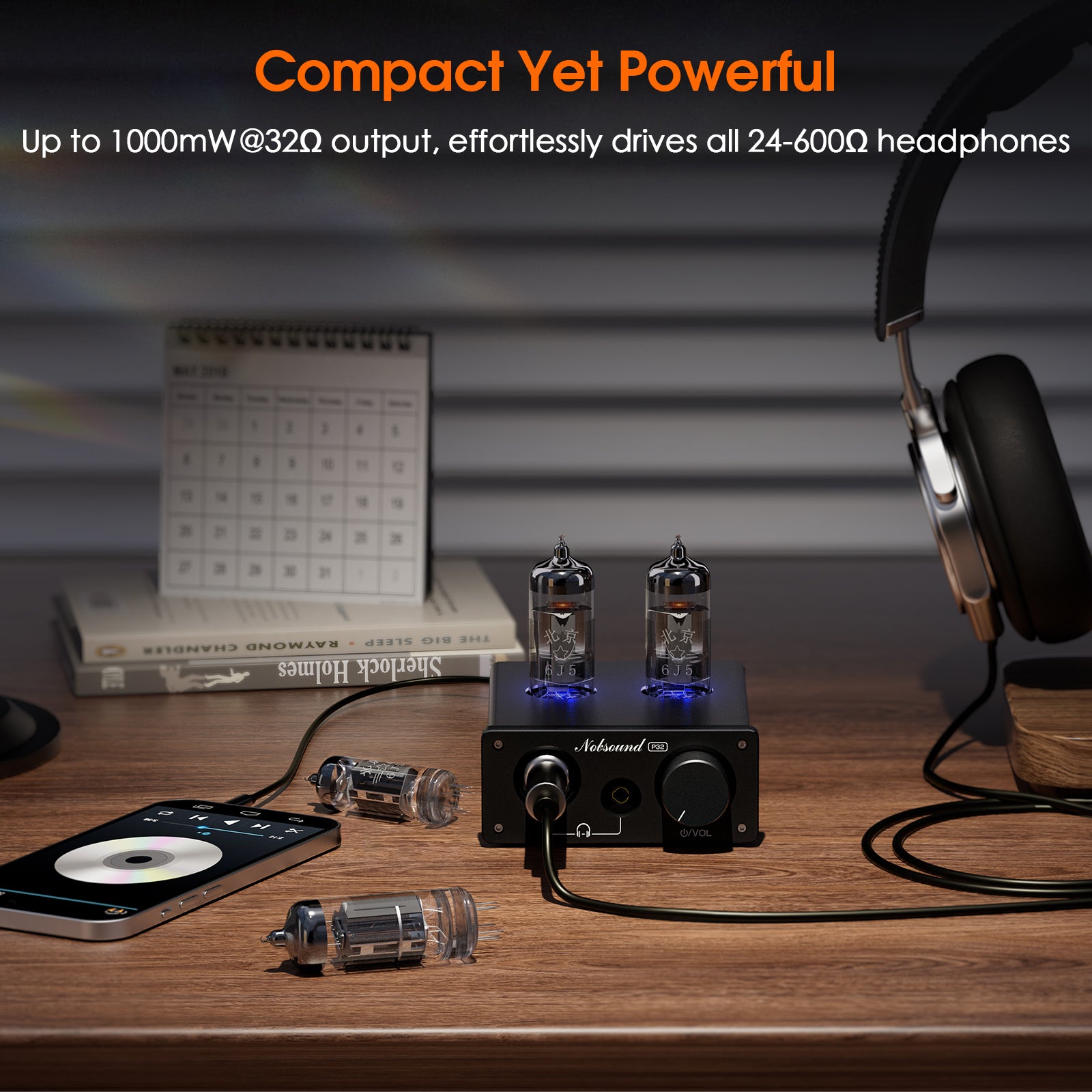 Nobsound NS-08E 迷你真空管耳机放大器 HiFi 桌面立体声音频前置放大器