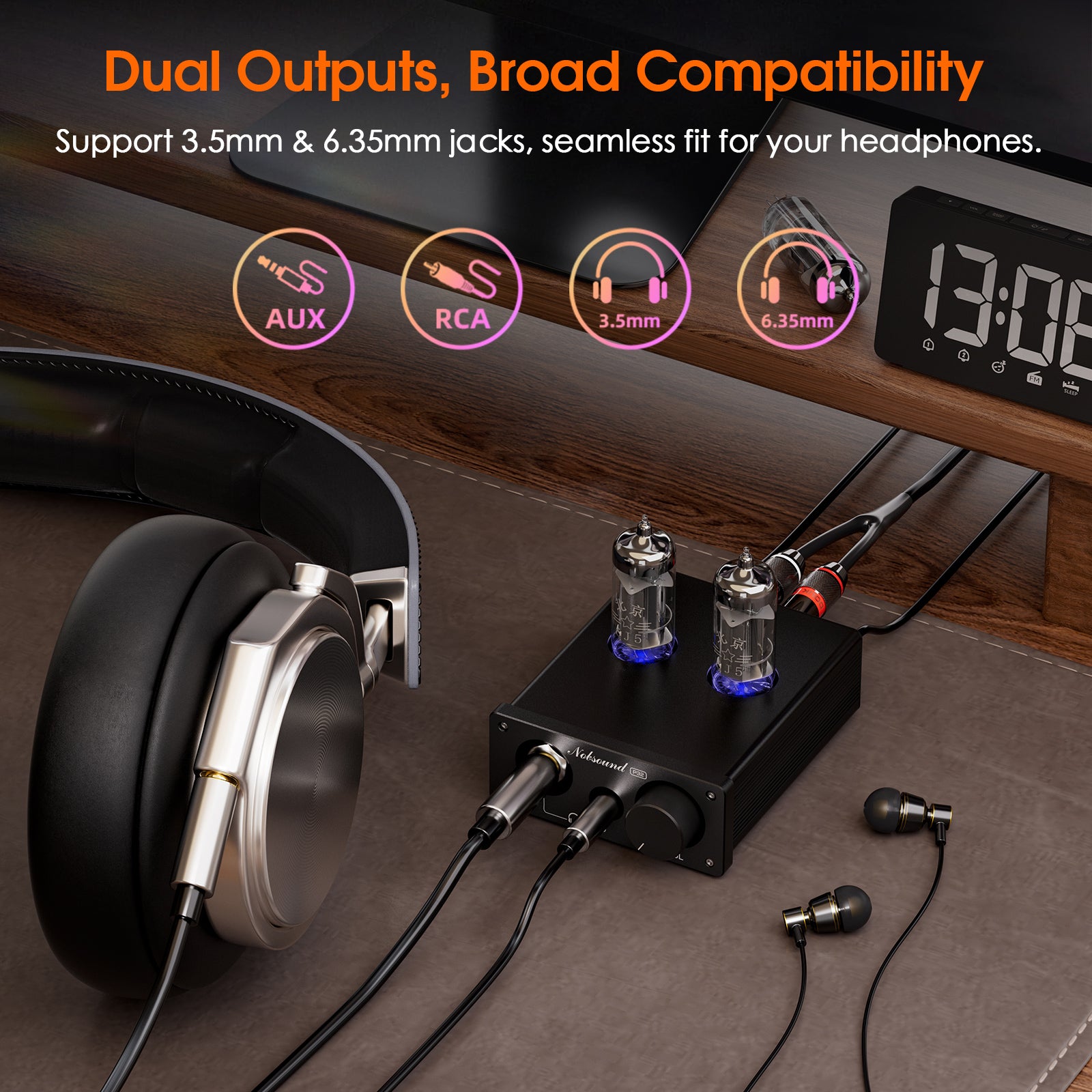 Nobsound NS-08E 迷你真空管耳机放大器 HiFi 桌面立体声音频前置放大器