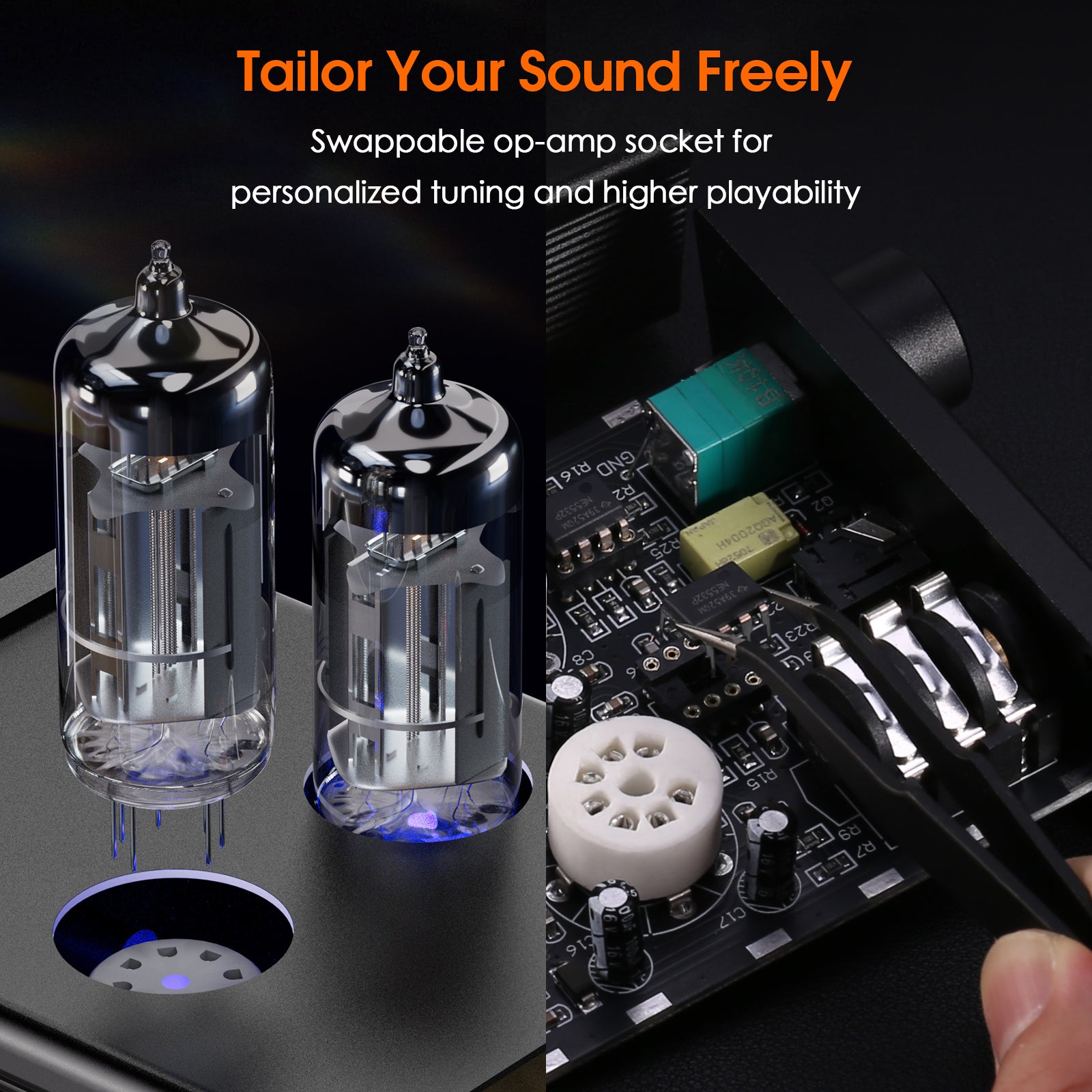Nobsound NS-08E 迷你真空管耳机放大器 HiFi 桌面立体声音频前置放大器
