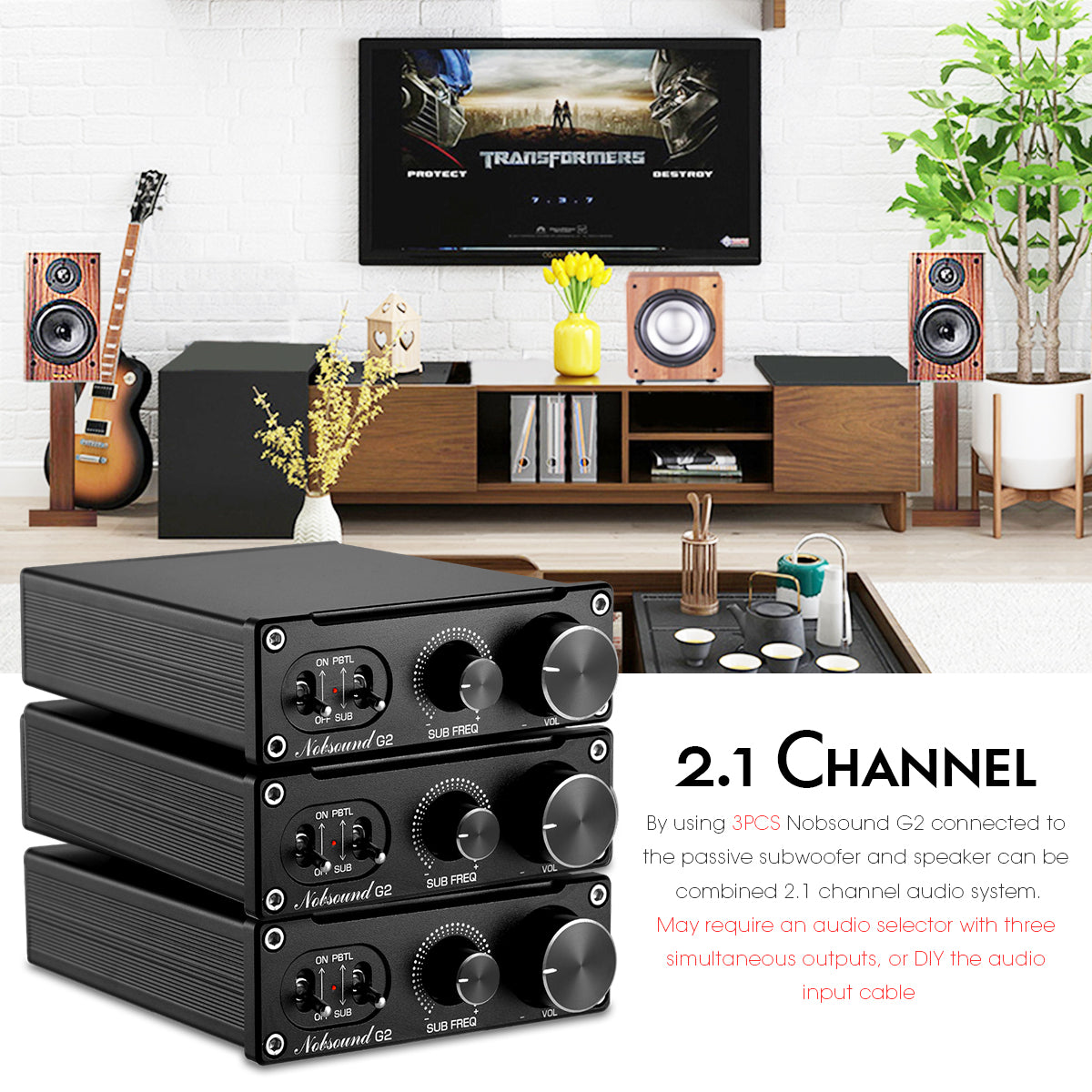 Nobsound G2 Mini 100W Mono Channel Digital Amplifier Subwoofer/Full-Frequency Power Amp for Home Stereos