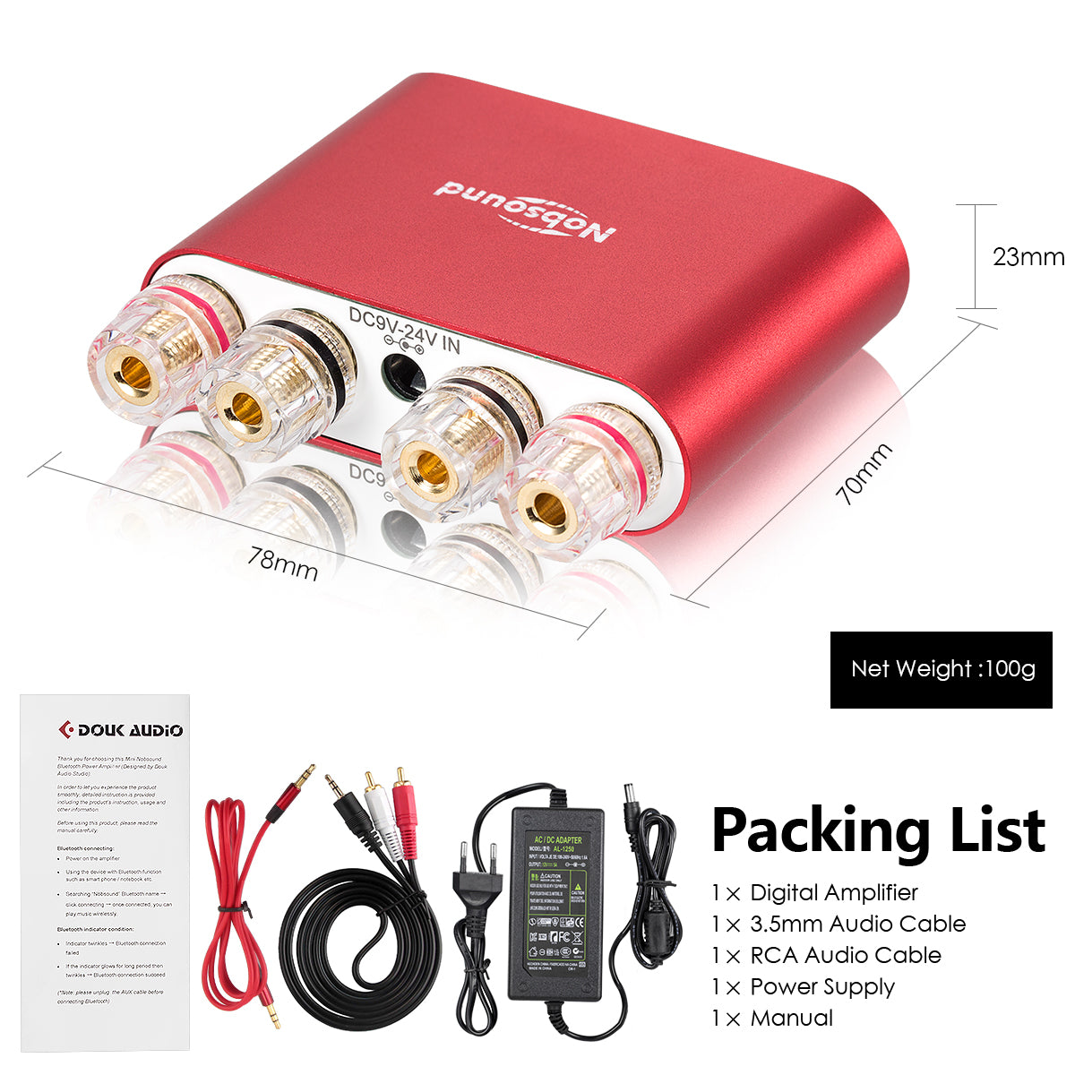 Nobsound NS-10G PRO Mini Bluetooth 5.0 Digital Amplifier DSP HiFi Stereo Audio Power Amp