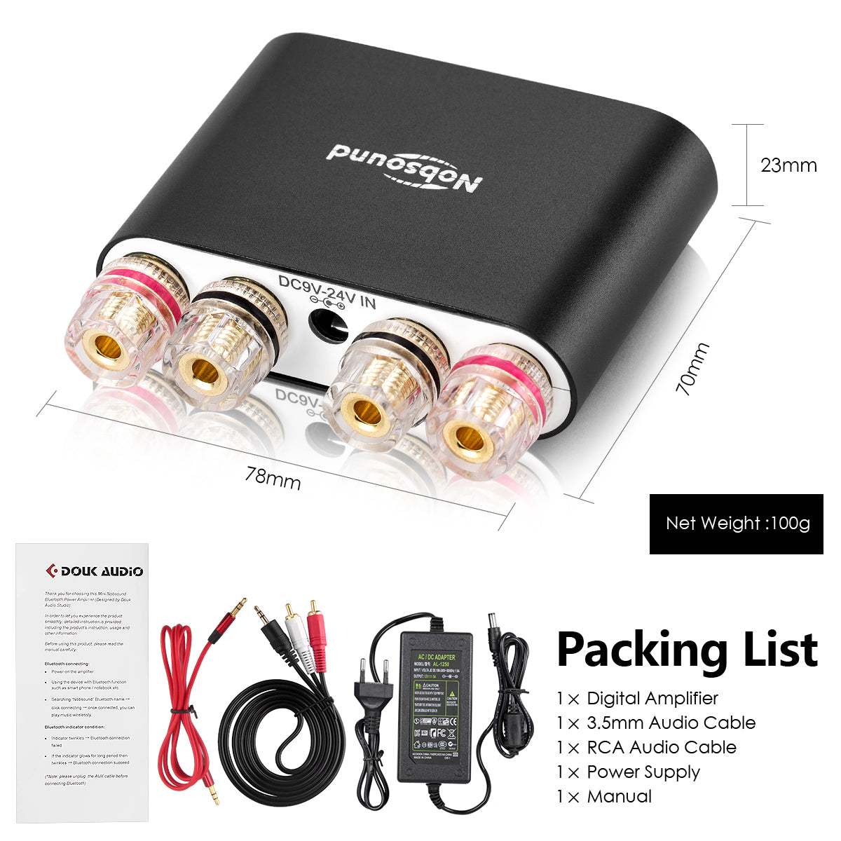 Nobsound NS-10G PRO Mini Bluetooth 5.0 Digital Amplifier DSP HiFi Stereo Audio Power Amp