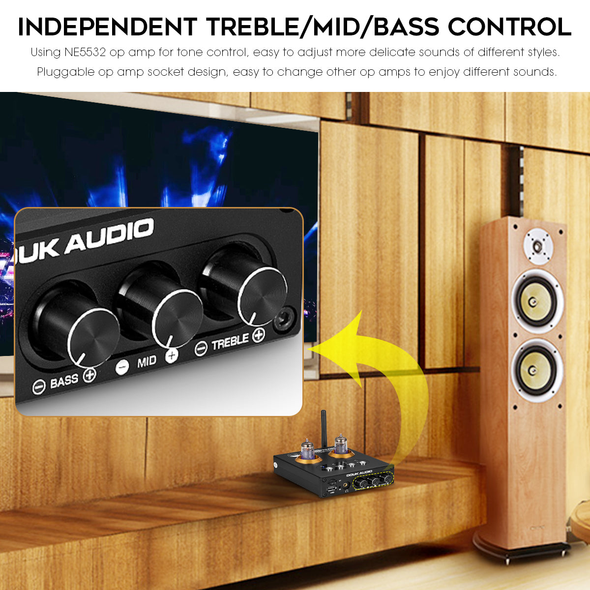 Douk Audio P2 Mini Bluetooth 5.0 Vakuum-Röhrenvorverstärker USB-Player Stereo-Kopfhörerverstärker