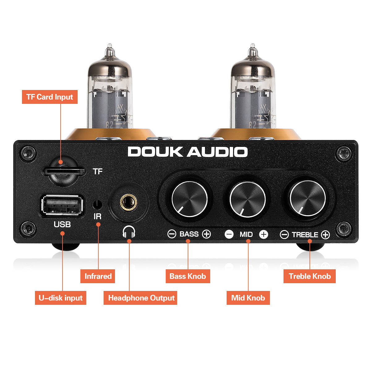 Douk Audio P2 Mini Bluetooth 5.0 Vakuum-Röhrenvorverstärker USB-Player Stereo-Kopfhörerverstärker