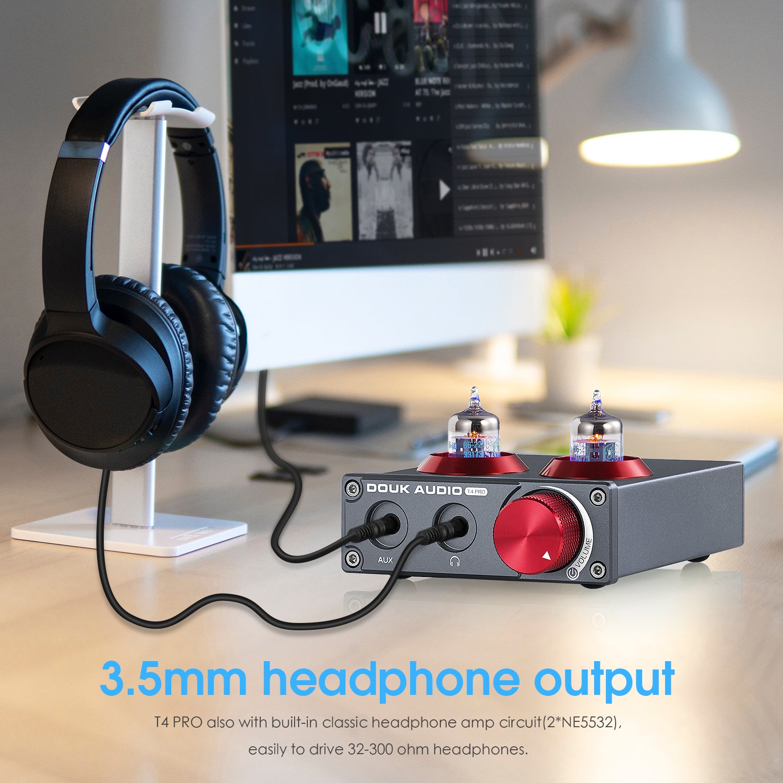 Douk Audio T4 PRO Mini GE5654 Vakuumröhren-Phono-Vorverstärker, Heim-Stereo-Audio-Vorverstärker, Kopfhörerverstärker
