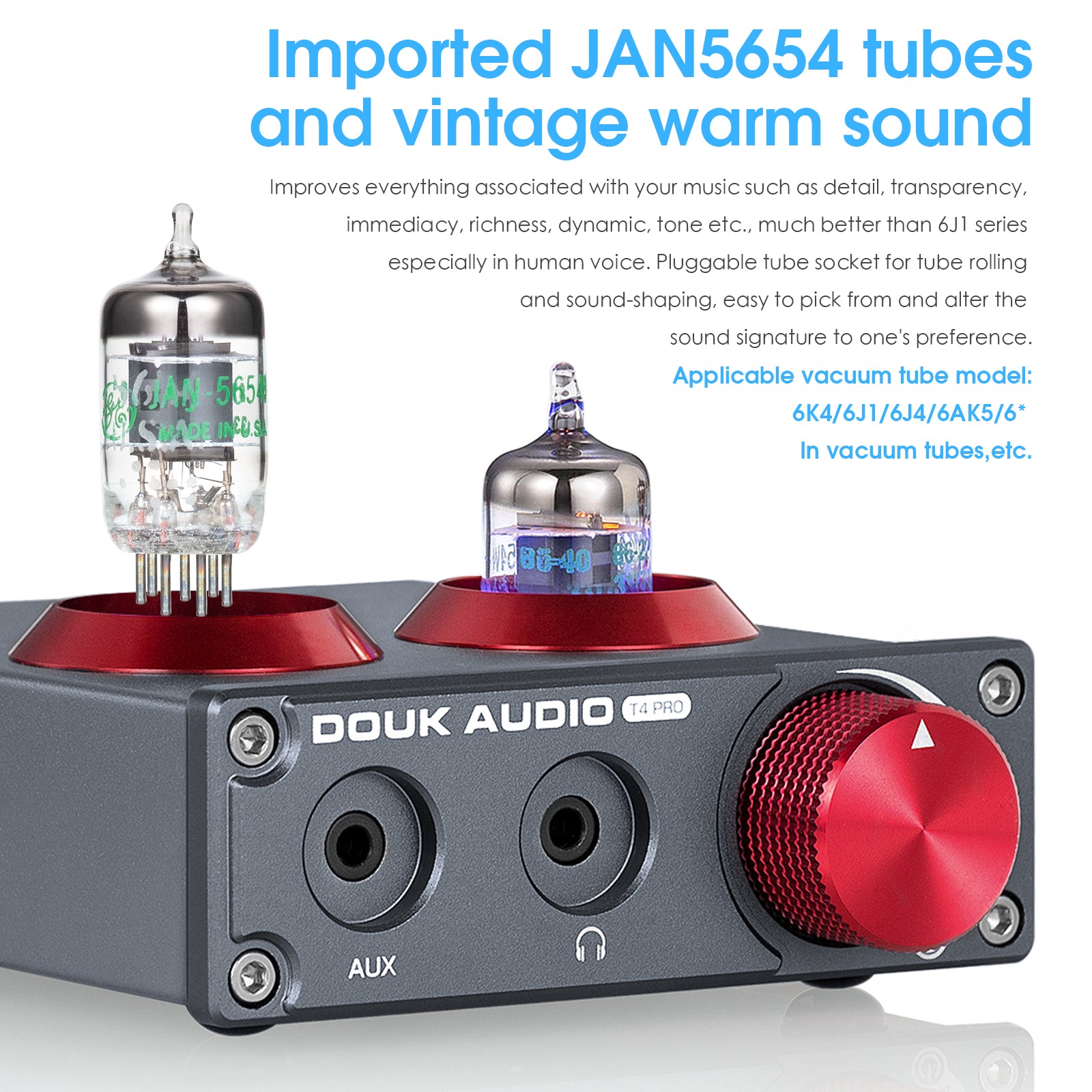 Douk Audio T4 PRO Mini GE5654 Vakuumröhren-Phono-Vorverstärker, Heim-Stereo-Audio-Vorverstärker, Kopfhörerverstärker