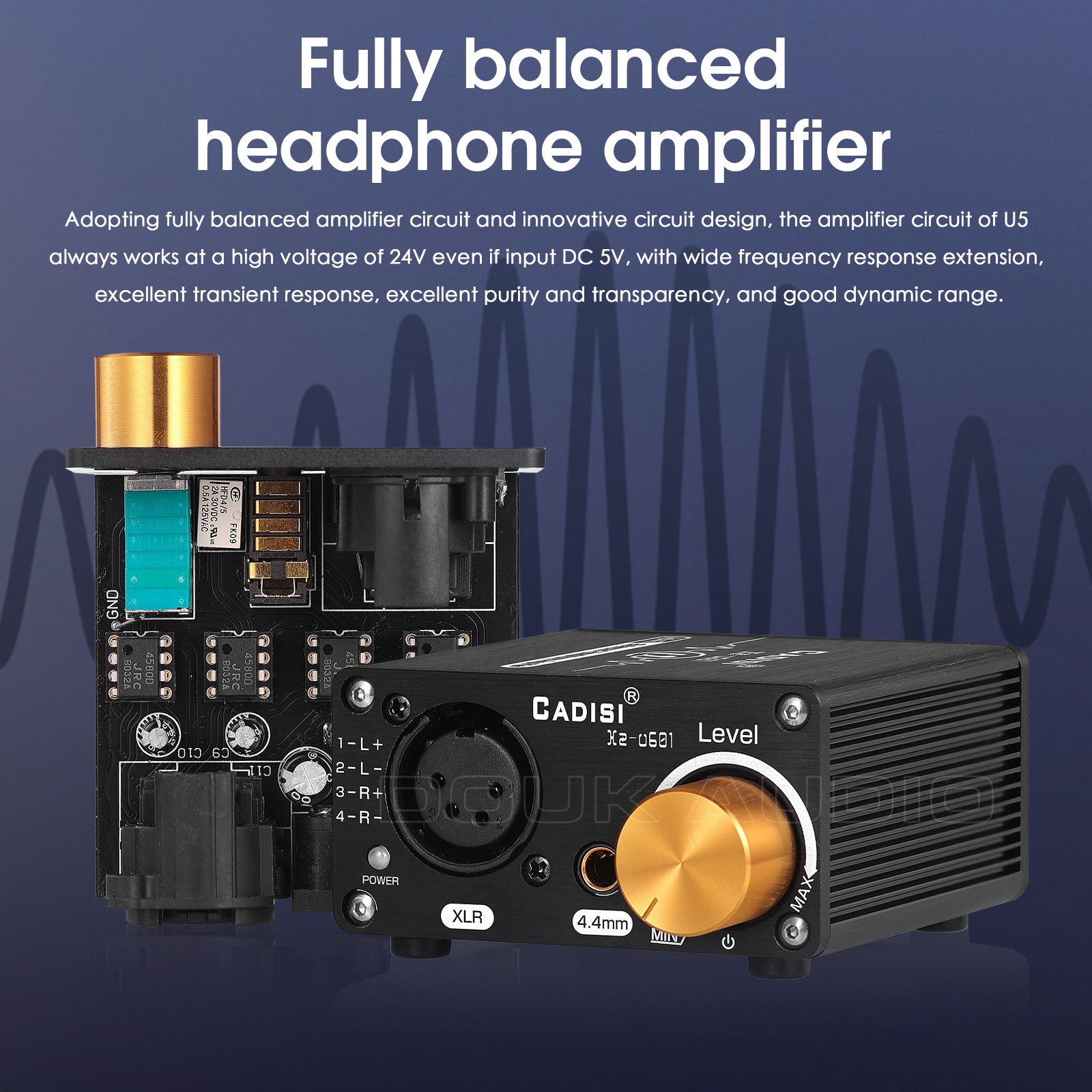 Douk Audio U5 迷你全平衡耳机放大器,适用于 XLR/4.4 毫米耳机