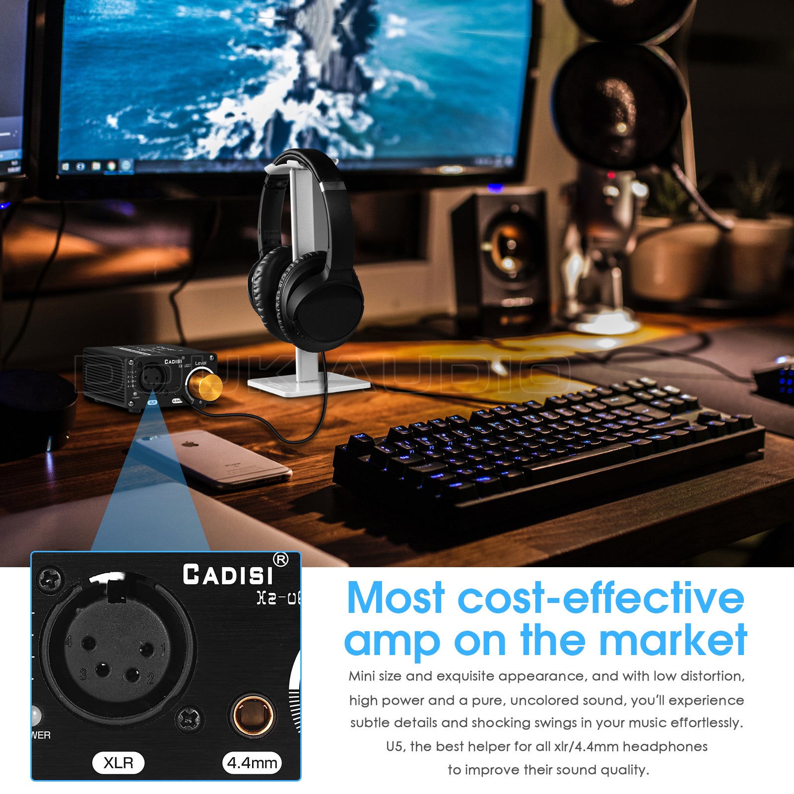 Douk Audio U5 迷你全平衡耳机放大器,适用于 XLR/4.4 毫米耳机