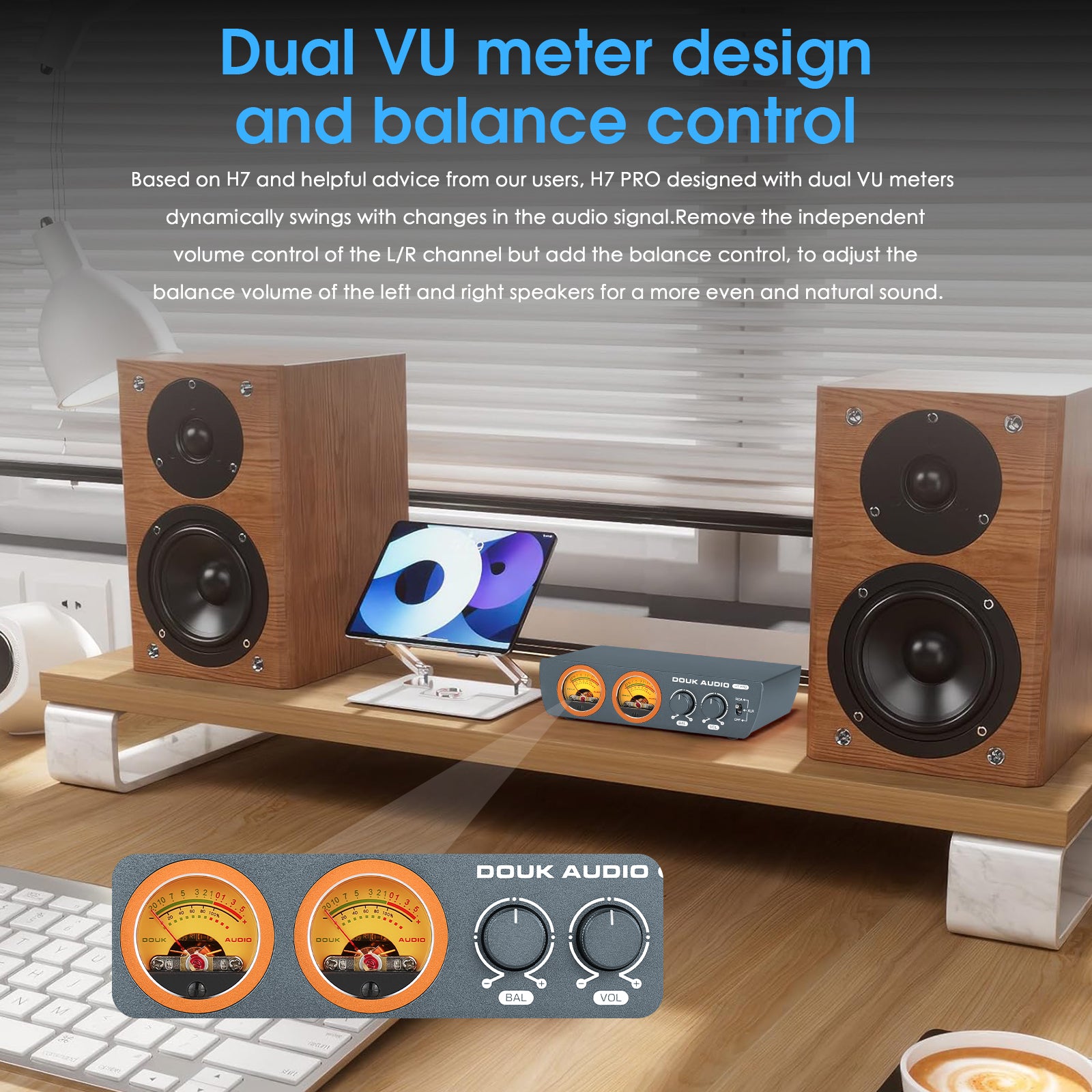 Douk Audio H7PRO TPA3255 Digital Amplifier w/VU Meter 300W Home Stereo Power Amp