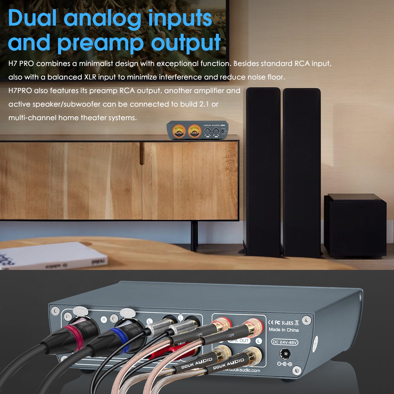Douk Audio H7PRO TPA3255 Digital Amplifier w/VU Meter 300W Home Stereo Power Amp