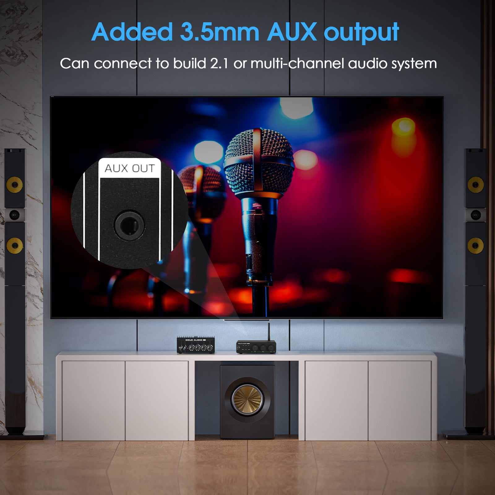 Douk Audio M1 MAX HiFi TPA3255 Power Amplifier Bluetooth Receiver Home Stereo Amp U-disk Player