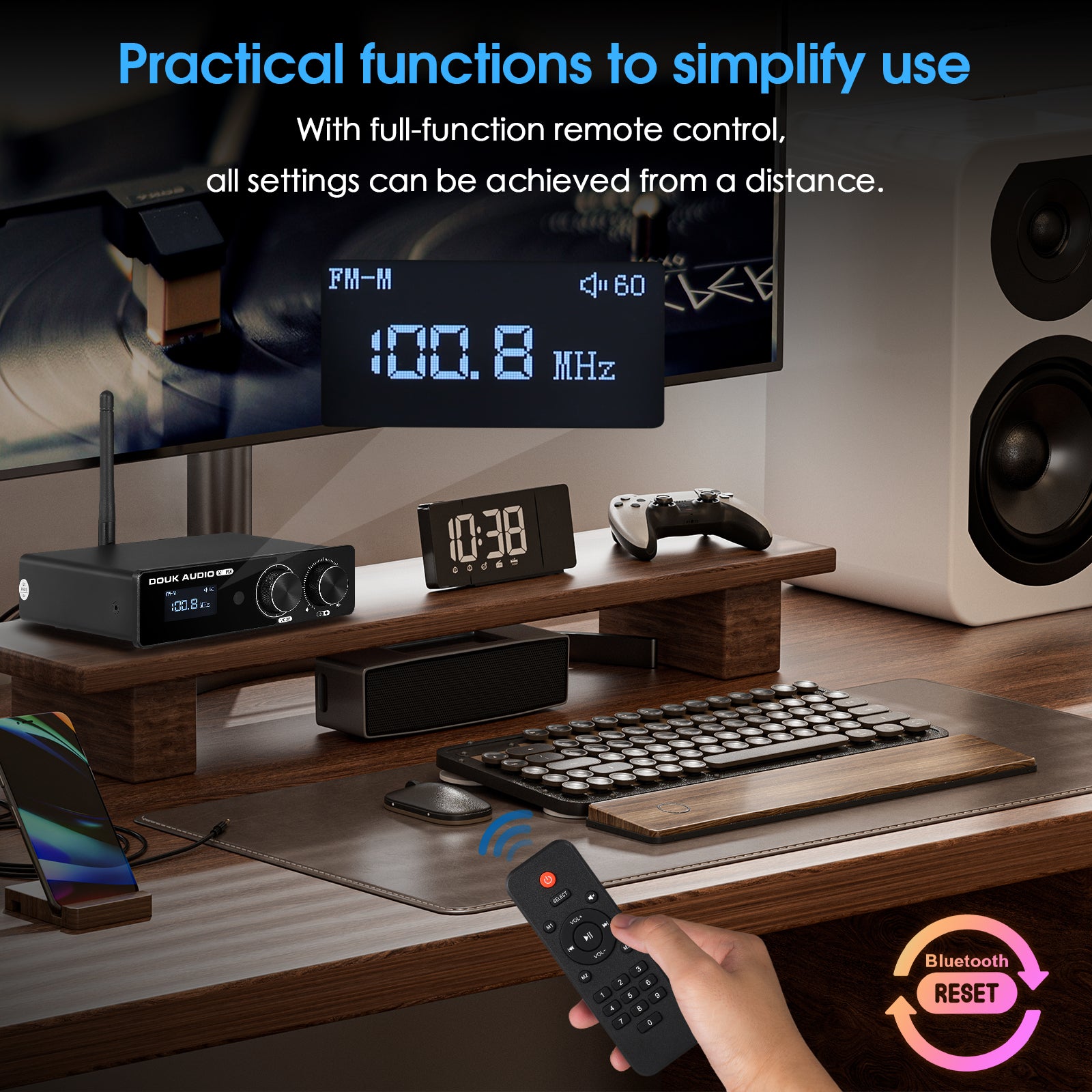 Douk Audio M1FM HiFi TPA3116 Digital Amplifier Bluetooth 5.1 Stereo Receiver Home FM Amp 50W*2