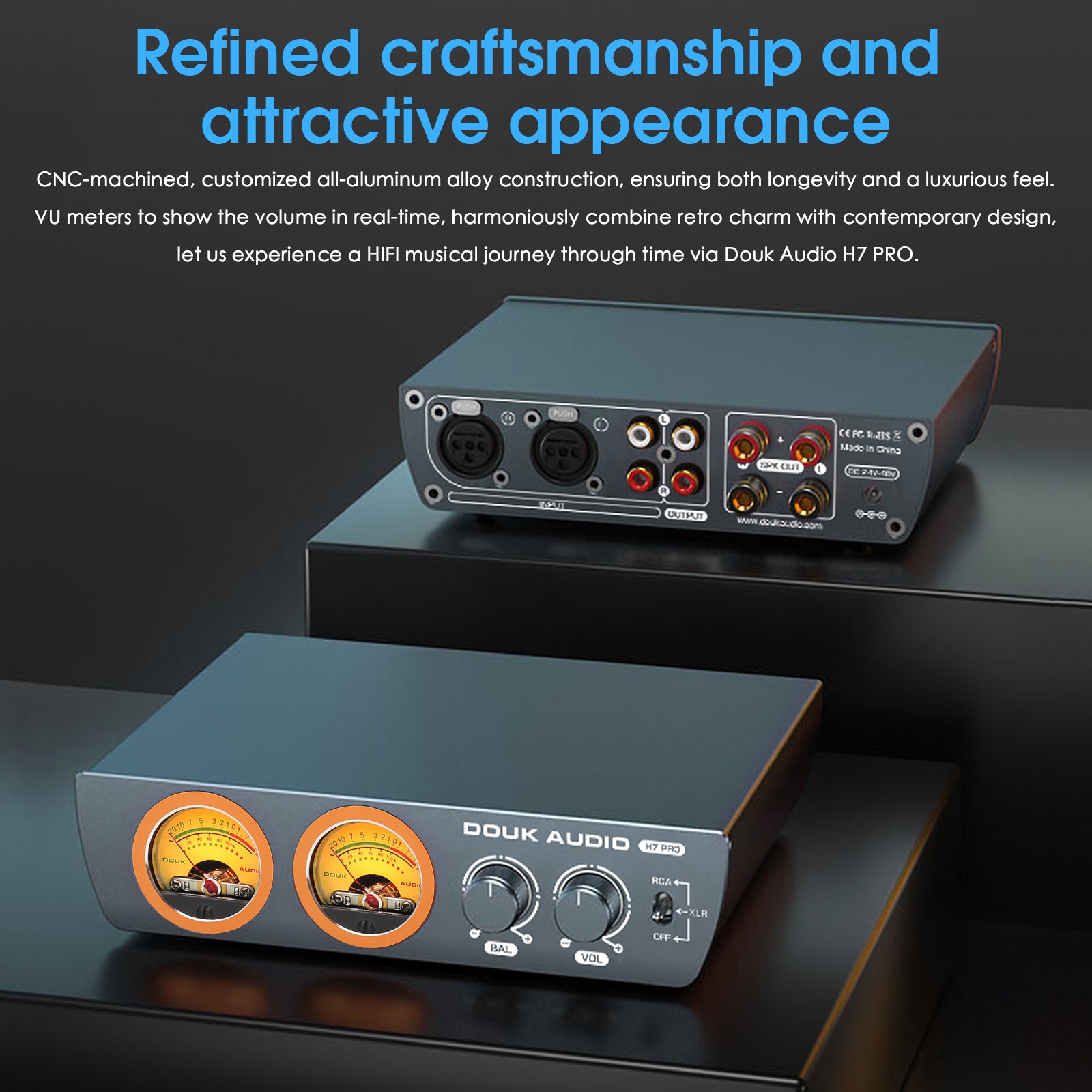 Douk Audio H7PRO TPA3255 Digital Amplifier w/VU Meter 300W Home Stereo Power Amp