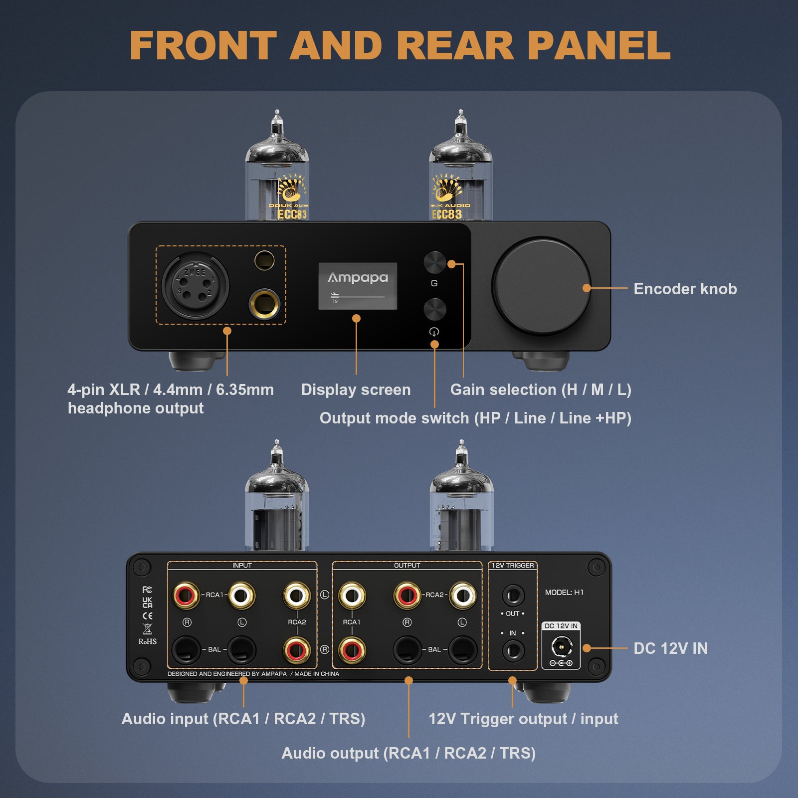 [Pre-Sale] Ampapa H1 Class A Headphone Amplifier 4000mW with TRS/RCA Preamp