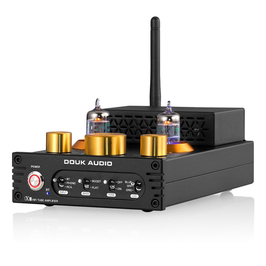 Douk Audio X1 HiFi Bluetooth 5.0 Vacuum Tube Amplifier Desktop Audio Amp for Turntables 160Wx2