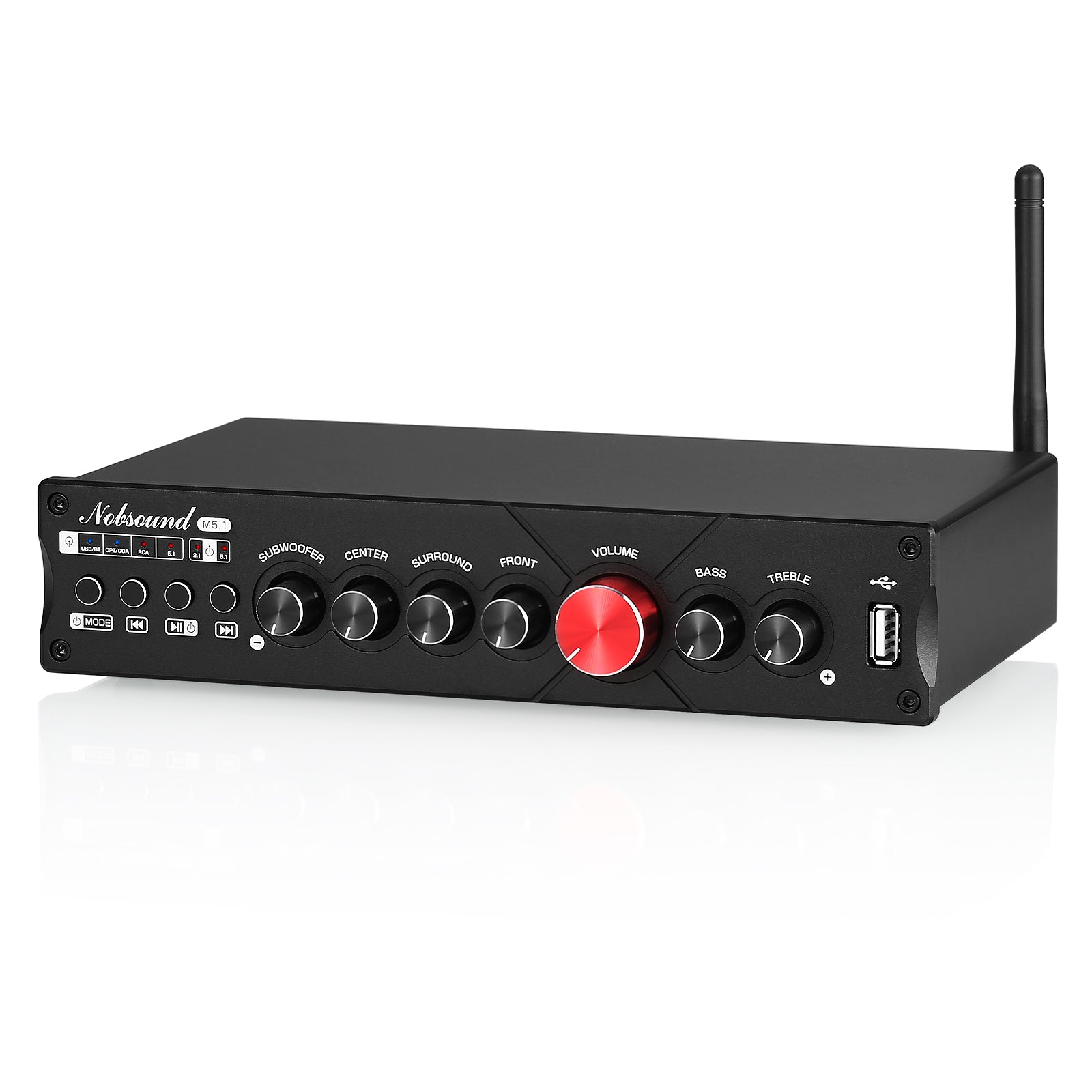 Nobsound M5.1 HiFi 5.1 Channel Amplifier w/Bluetooth COAX/OPT/USB Home Subwoofer Power Amp