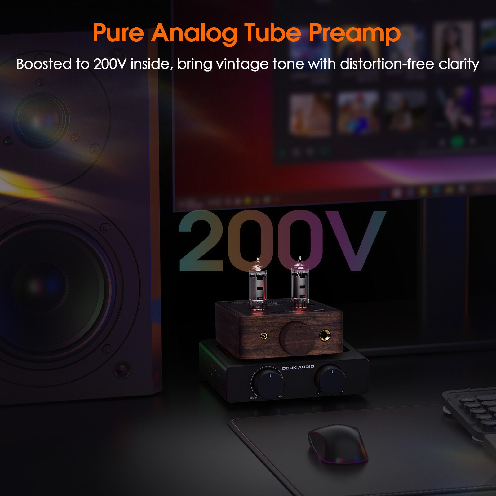 Douk Audio P5 HiFi Vaccum Tube Headphone Amplifier Stereo Audio Preamp with 4.4/6.35mm Jack