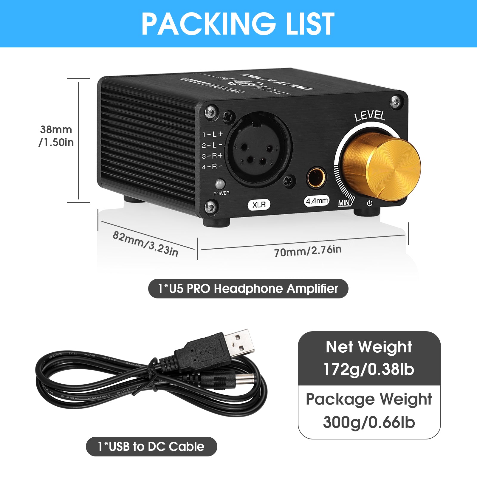 Douk Audio U5PRO HiFi vollsymmetrischer Kopfhörerverstärker Mini-Stereo-Verstärker für XLR/4,4-mm-Headsets