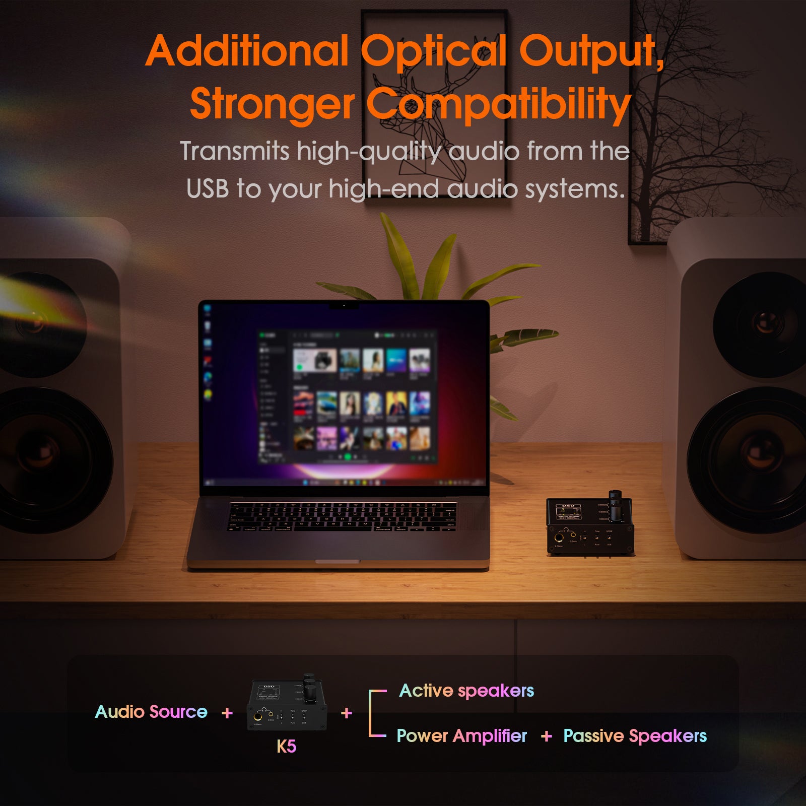 Douk Audio K5 USB DAC 耳机放大器 OPT 数模转换器 DSD256