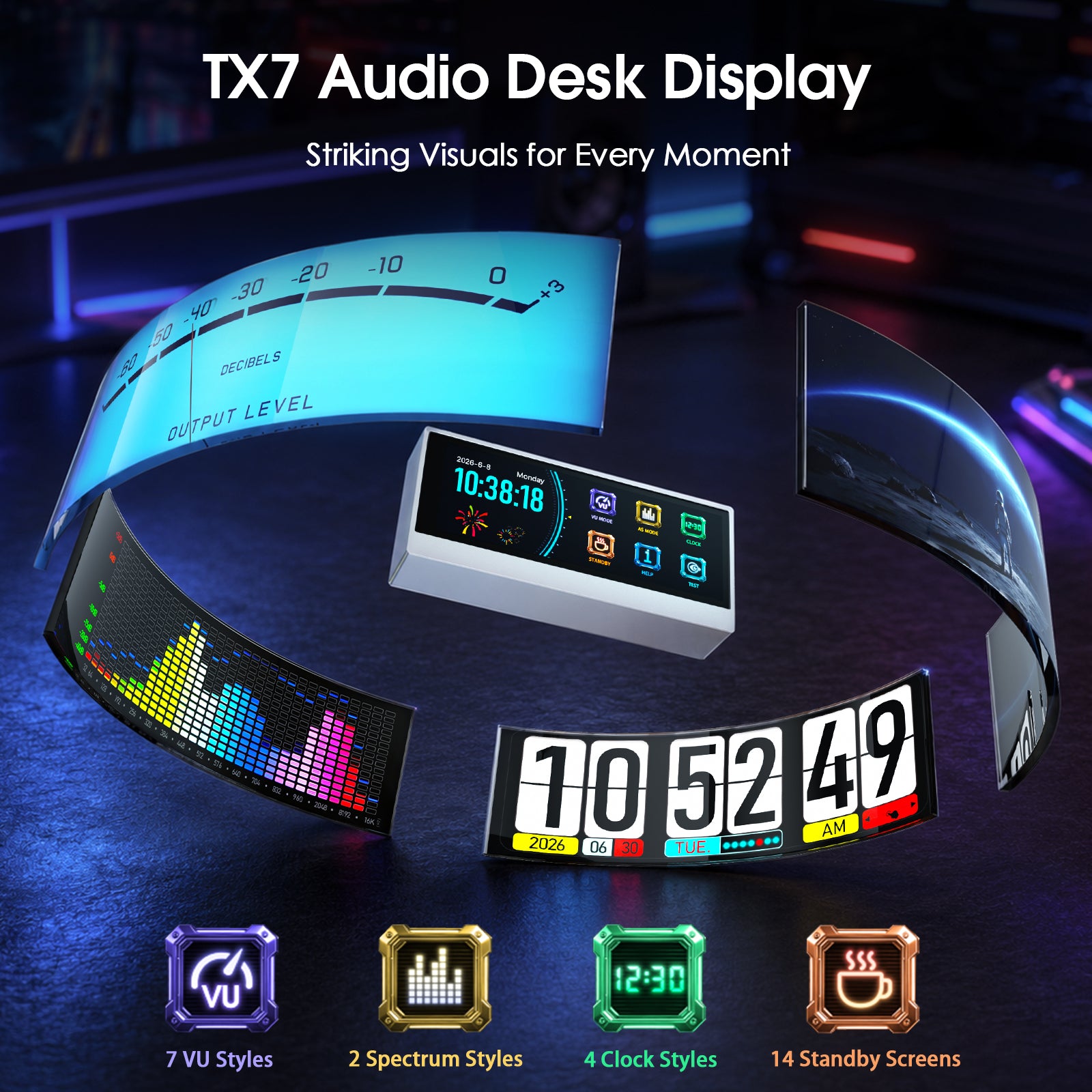 [Pre-Sale] Douk Audio Lab TX7 Desktop Display with VU Meter, Spectrum Visualizer & Clock