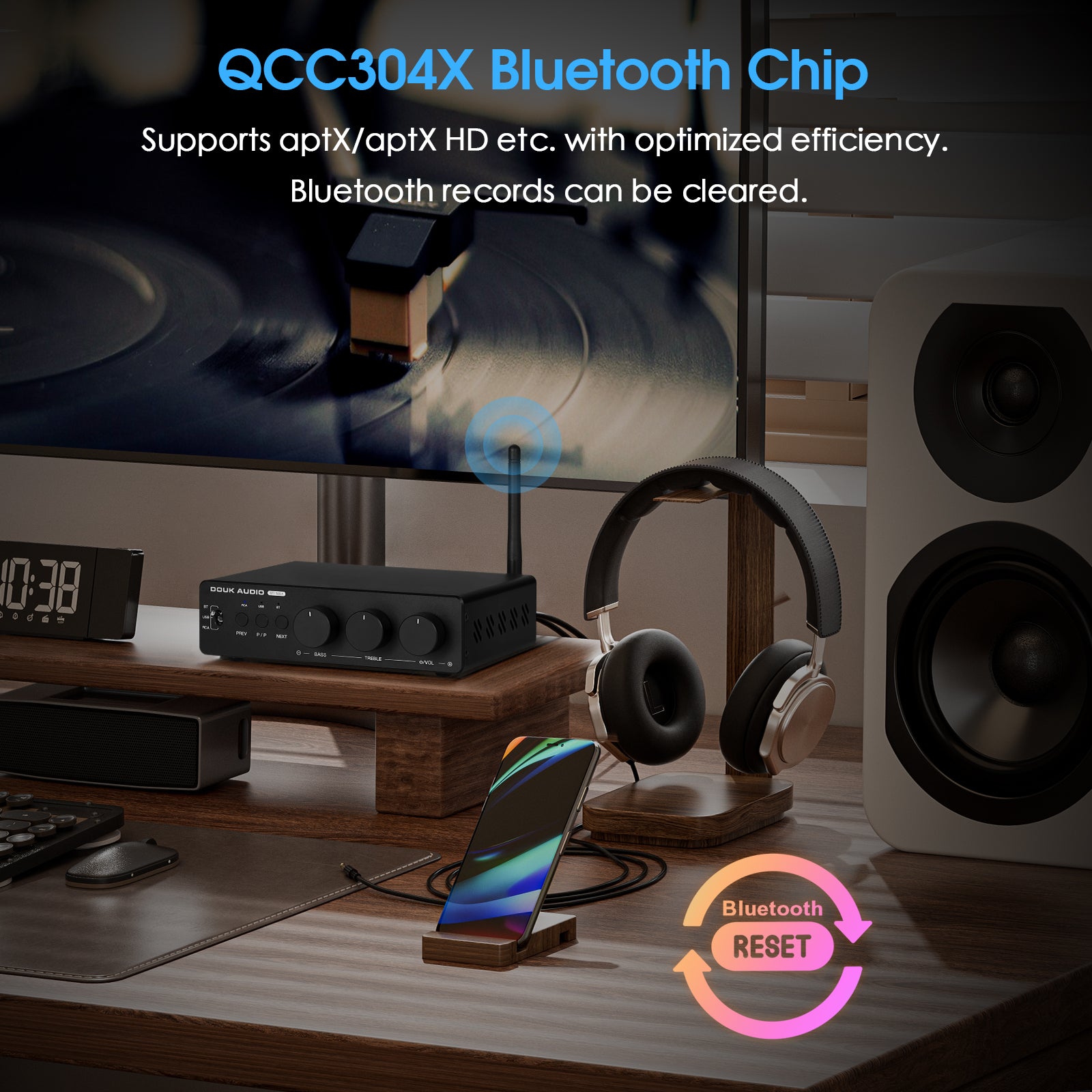 Douk Audio M1 MAX HiFi TPA3255 Power Amplifier Bluetooth Receiver Home Stereo Amp U-disk Player