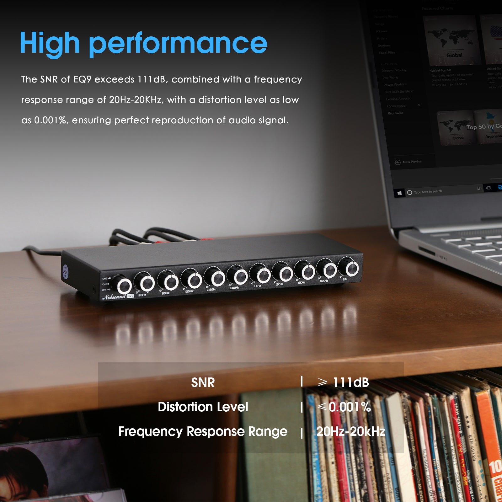Nobsound EQ9 HiFi 9 波段立体声均衡器前置放大器模拟均衡器音频处理器，适用于家庭/汽车