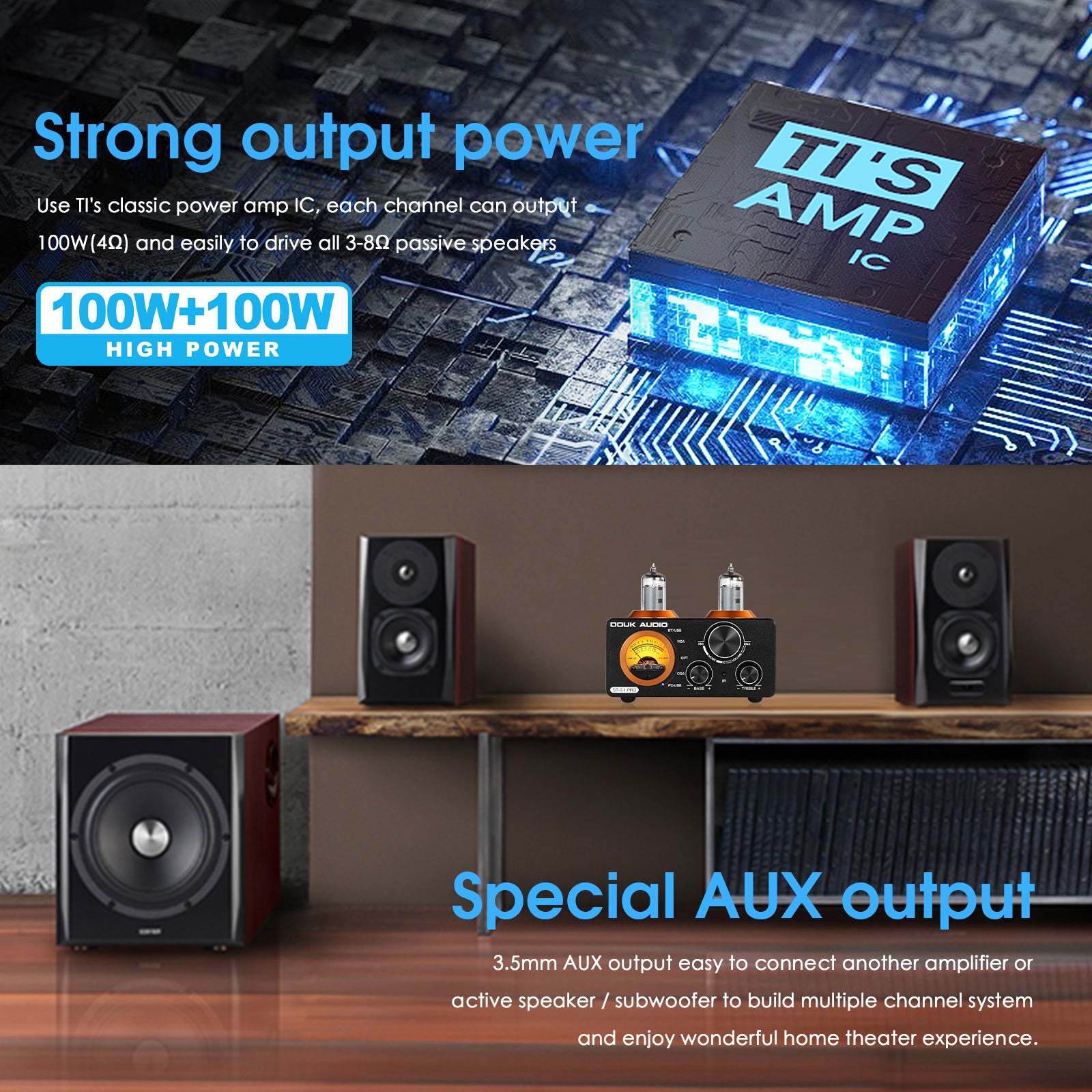 Douk Audio ST-01 PRO HiFi Bluetooth 5.0 Tube Amplifier USB DAC COAX/OPT Digital Audio Amp w/VU Meter