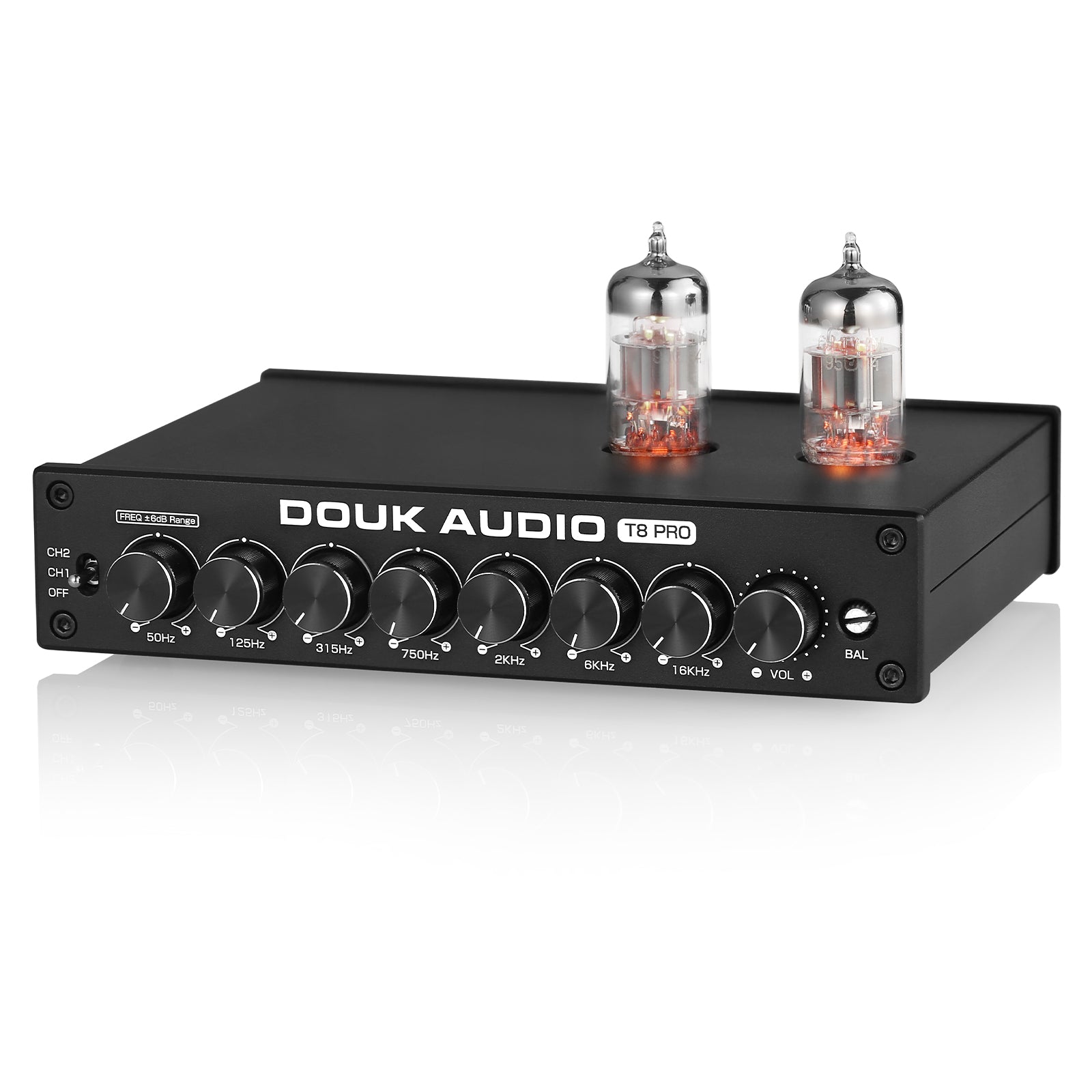 [Upgraded] Douk Audio T8PRO 7-band EQ Tube Preamp Equalizer XLR Pre-Amplifier with Tone Control for Home Speaker
