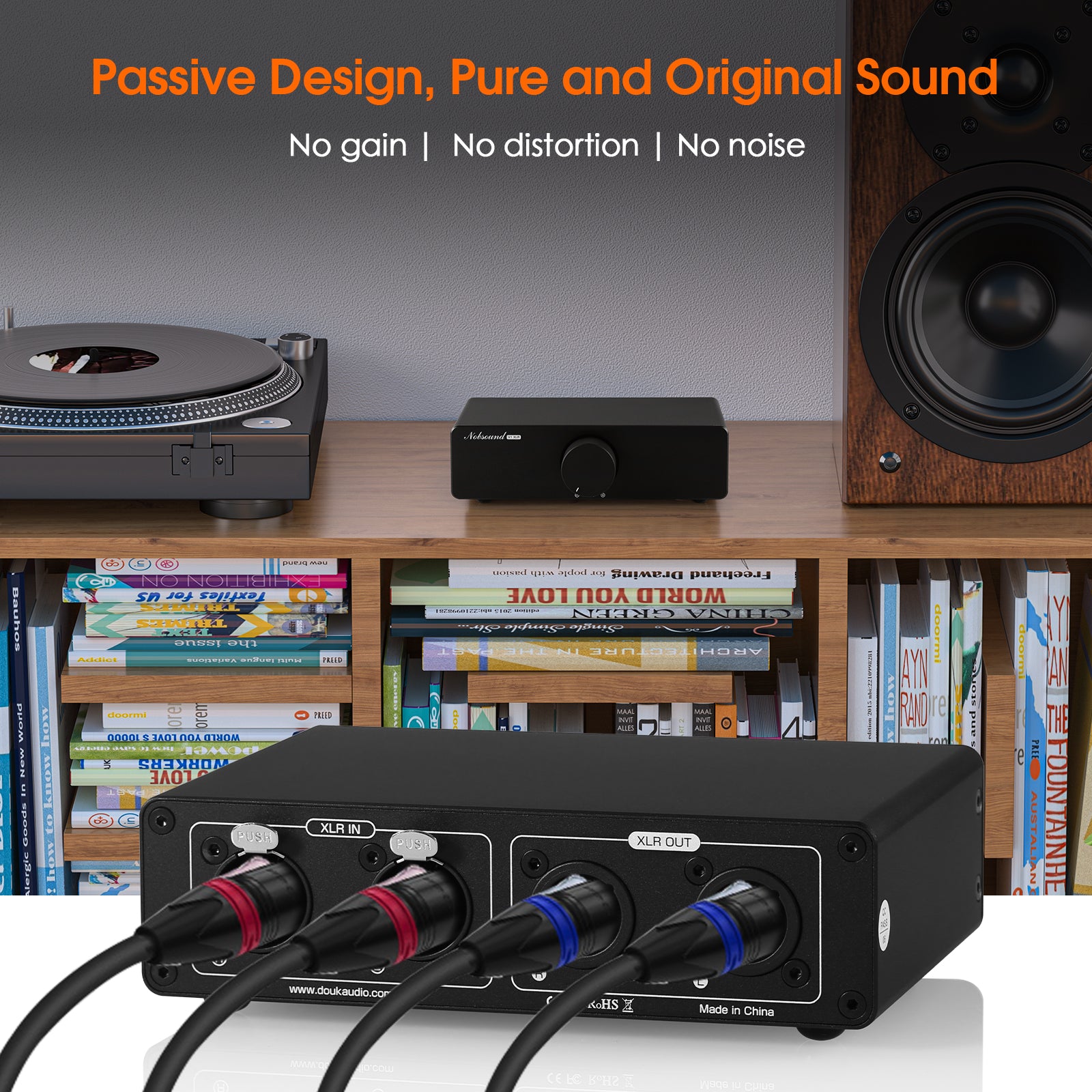 Nobsound VOL-3/V1-XLR HiFi Passive Preamp Variable Audio Attenuator RCA/XLR Stereo Audio Volume Controller