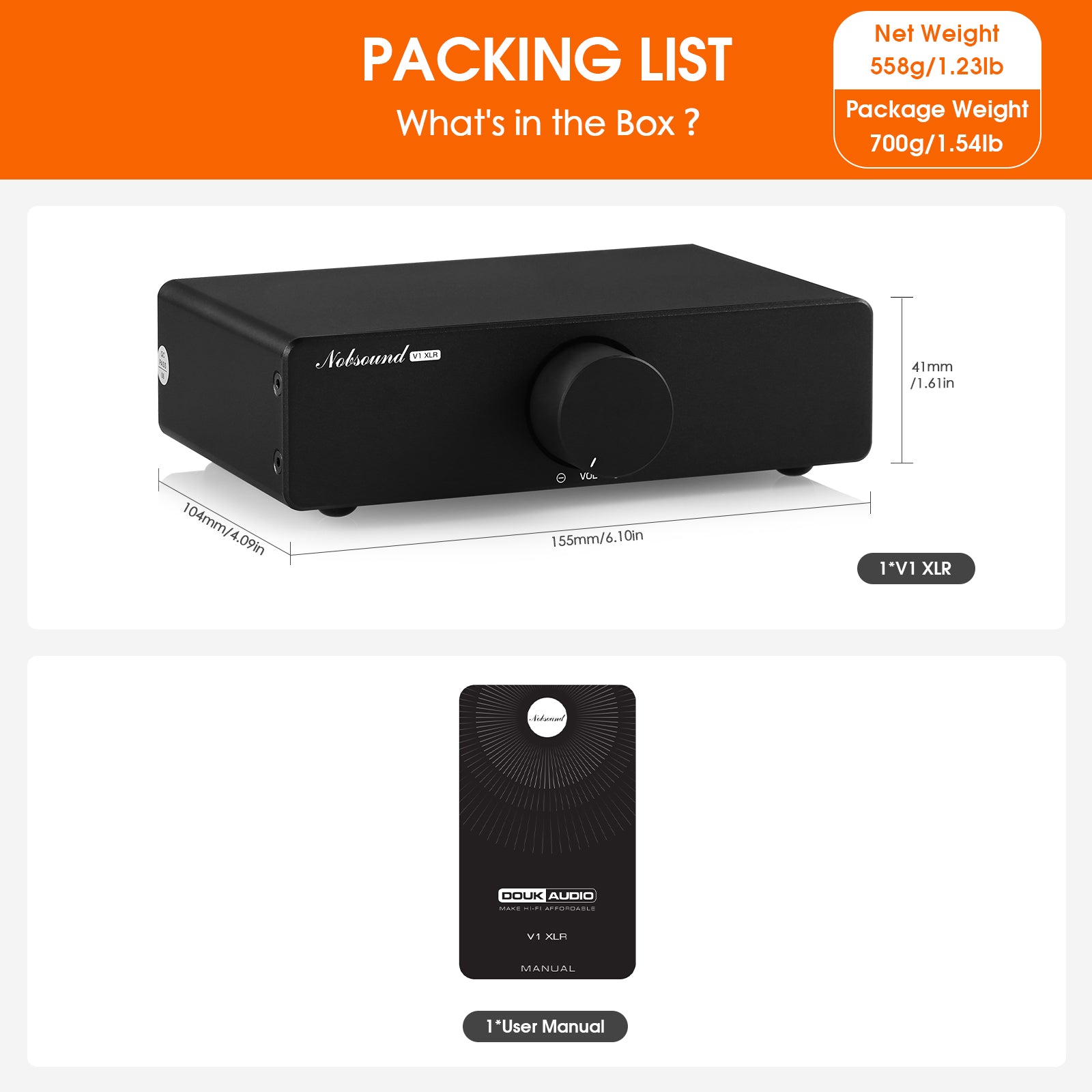 Nobsound VOL-3/V1-XLR HiFi Passive Preamp Variable Audio Attenuator RCA/XLR Stereo Audio Volume Controller