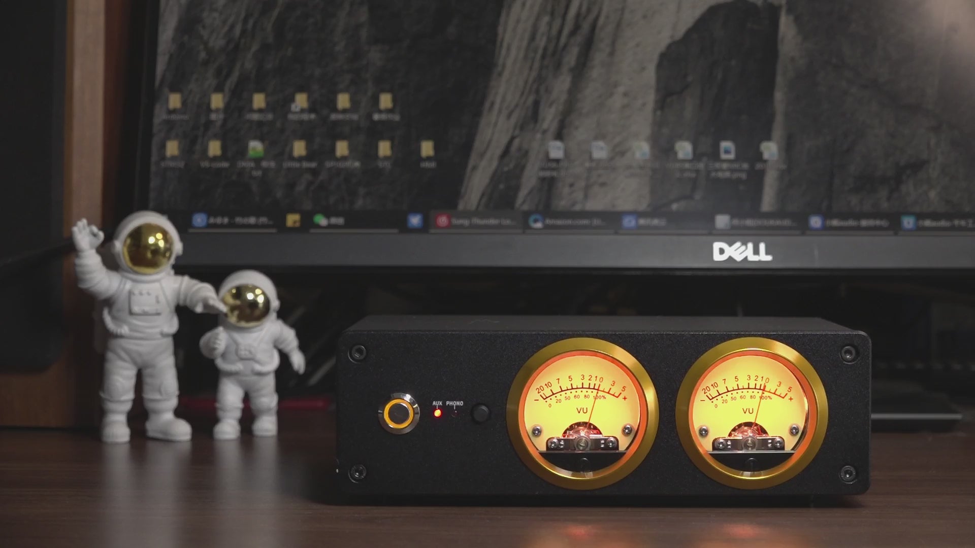 Douk Audio T13 Phono-Vorverstärker für MM-Plattenspieler, Stereo-Desktop-Kopfhörerverstärker mit VU-Meter
