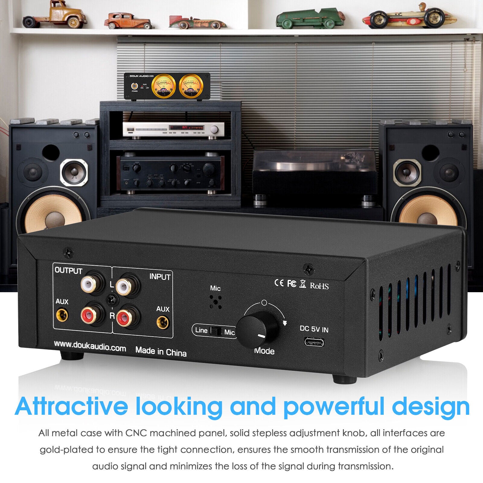 Douk Audio VU22 双模拟 VU 表显示 DB 面板 MIC+LINE 声级计