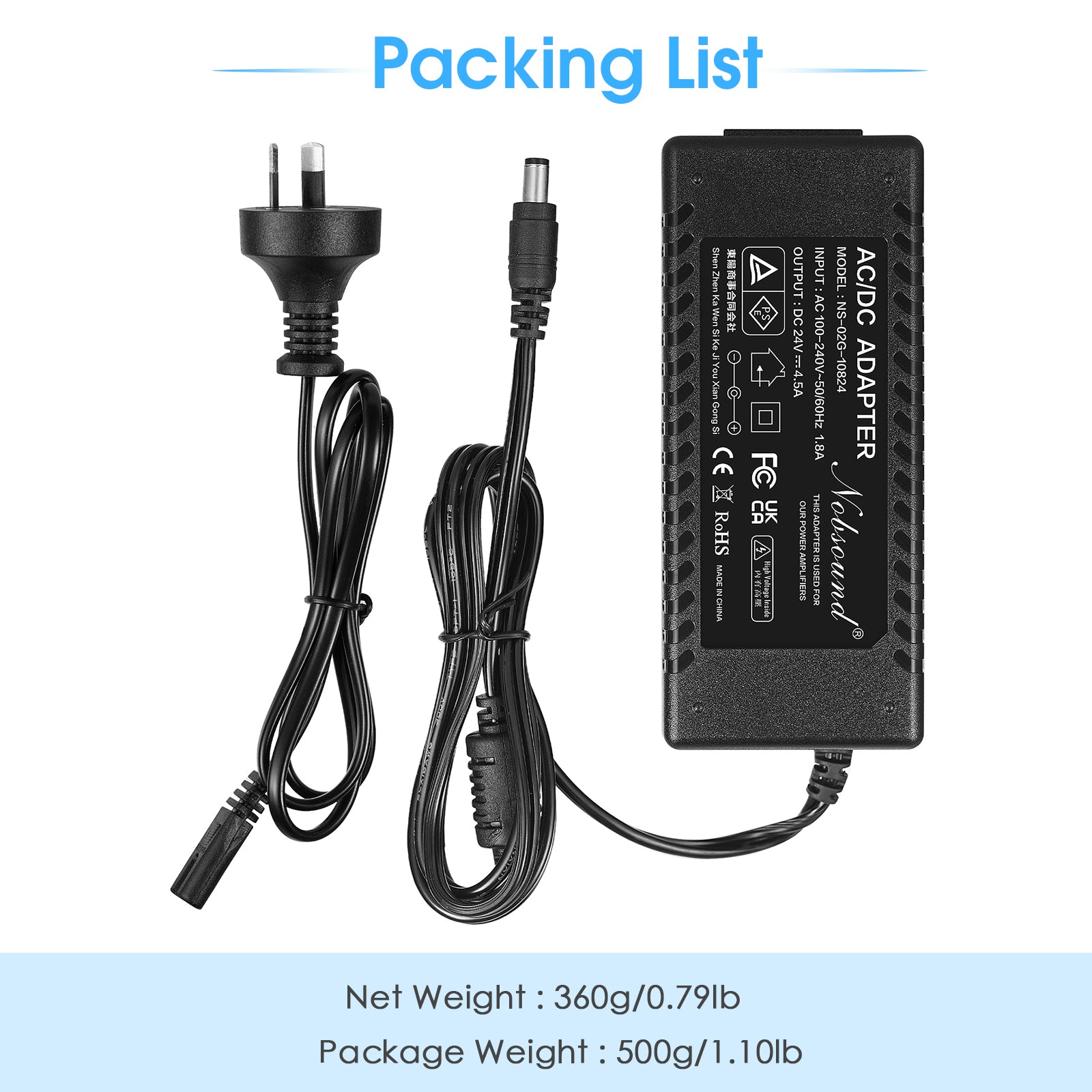 Douk Audio DC 19/24/32/36/48V Power Supply Adapter AC 100-240V Transformer