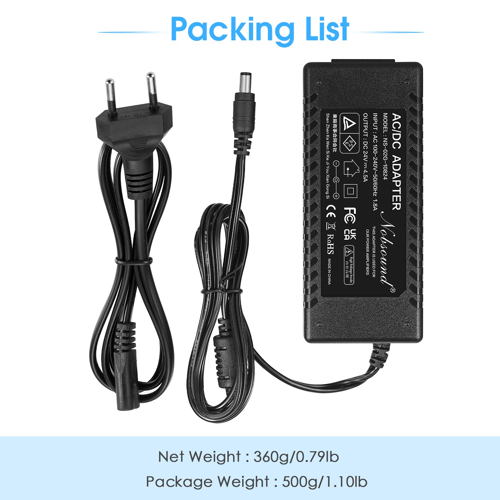 Douk Audio DC 19/24/32/36/48V Power Supply Adapter AC 100-240V Transformer