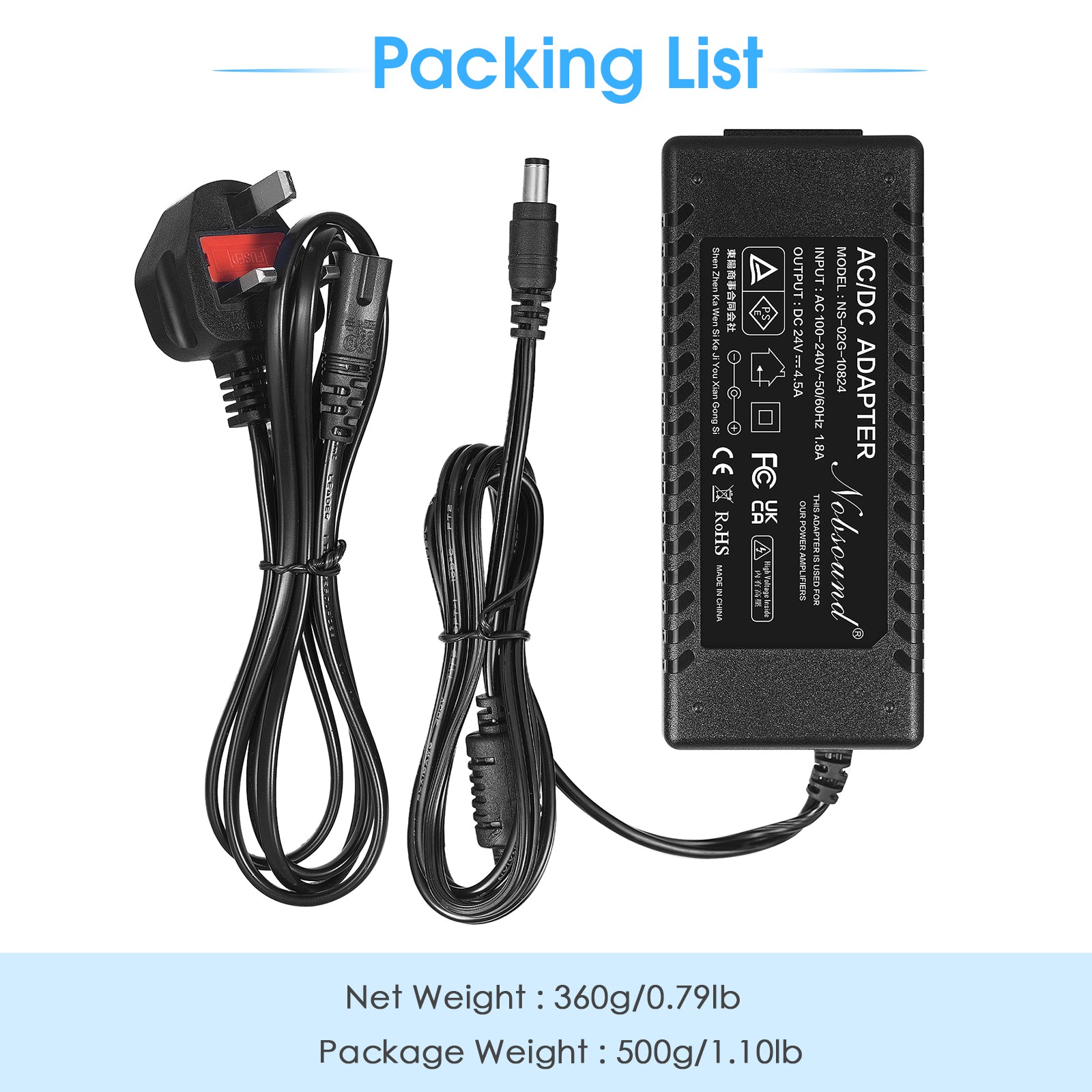 Douk Audio DC 19/24/32/36/48V Power Supply Adapter AC 100-240V Transformer