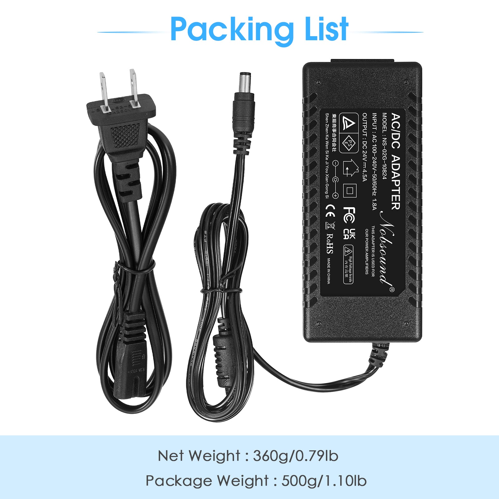 Douk Audio DC 19/24/32/36/48V Power Supply Adapter AC 100-240V Transformer