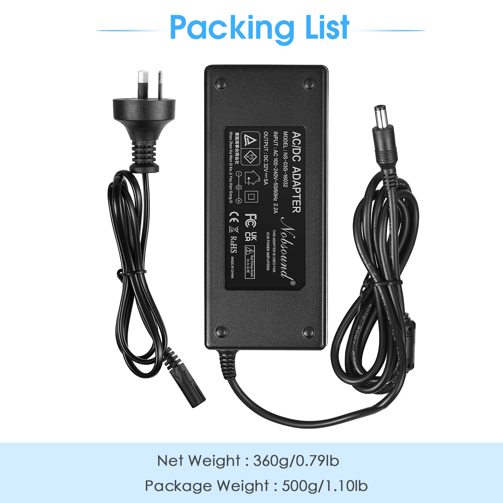 Douk Audio DC 19/24/32/36/48V Power Supply Adapter AC 100-240V Transformer