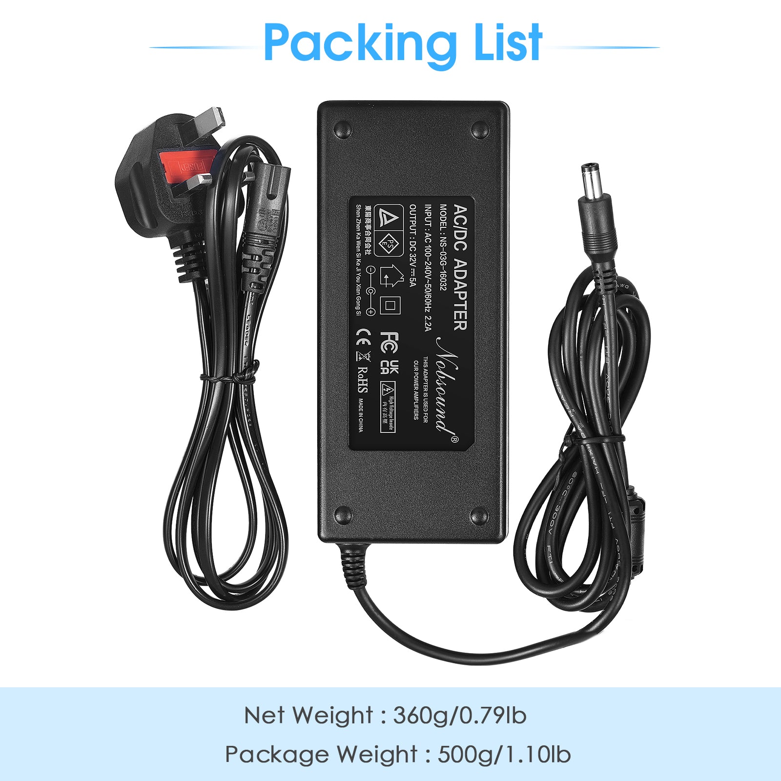 Douk Audio DC 19/24/32/36/48V Power Supply Adapter AC 100-240V Transformer
