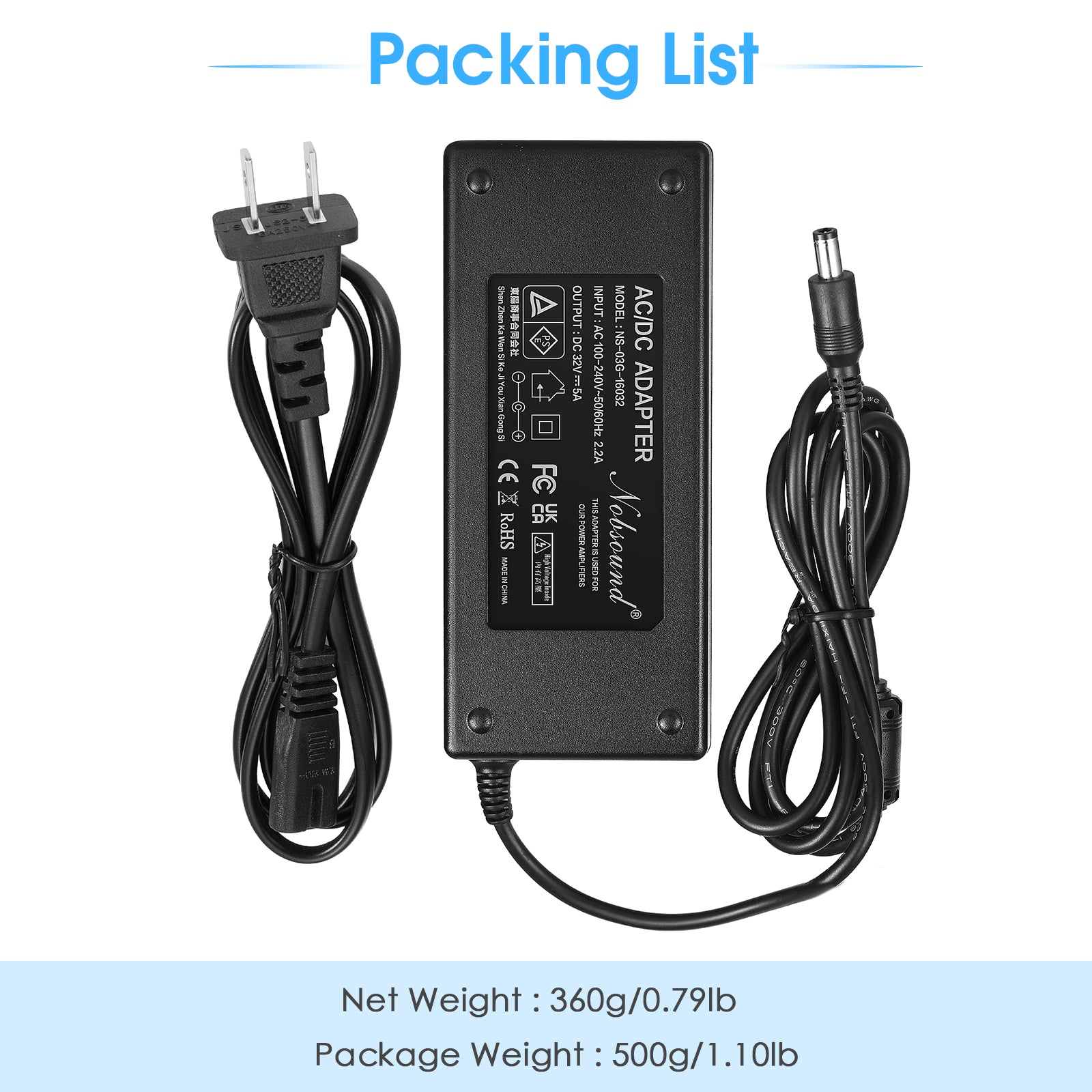 Douk Audio DC 19/24/32/36/48V Power Supply Adapter AC 100-240V Transformer